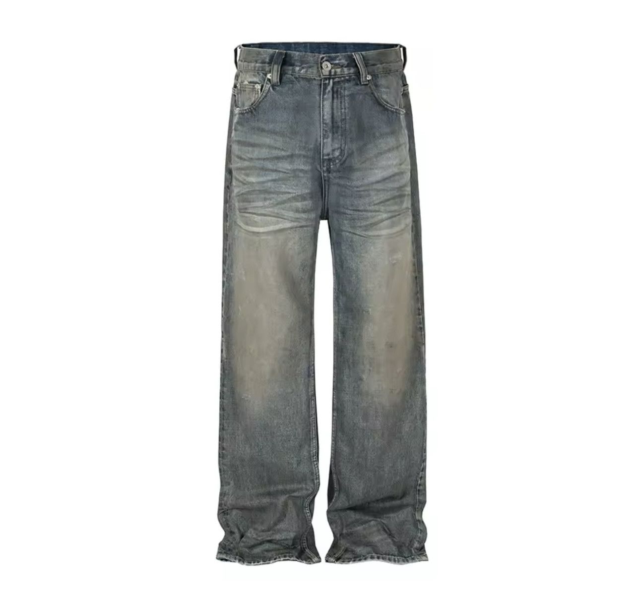 Denime × Vintage Harajuku Streetwear Washed Dirty Baggy Blue Jeans Size US 31 - 5 Thumbnail