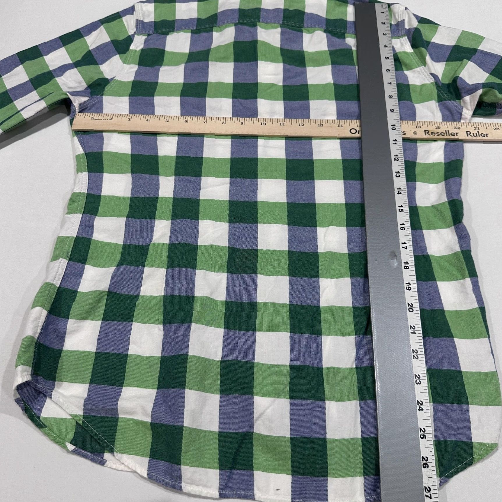 Express Express Shirt Mens M Green Blue Flannel Button-Up Long Sleeve Slim Fit Cotton Check Pocketed Size US M / EU 48-50 / 2 - 5 Thumbnail