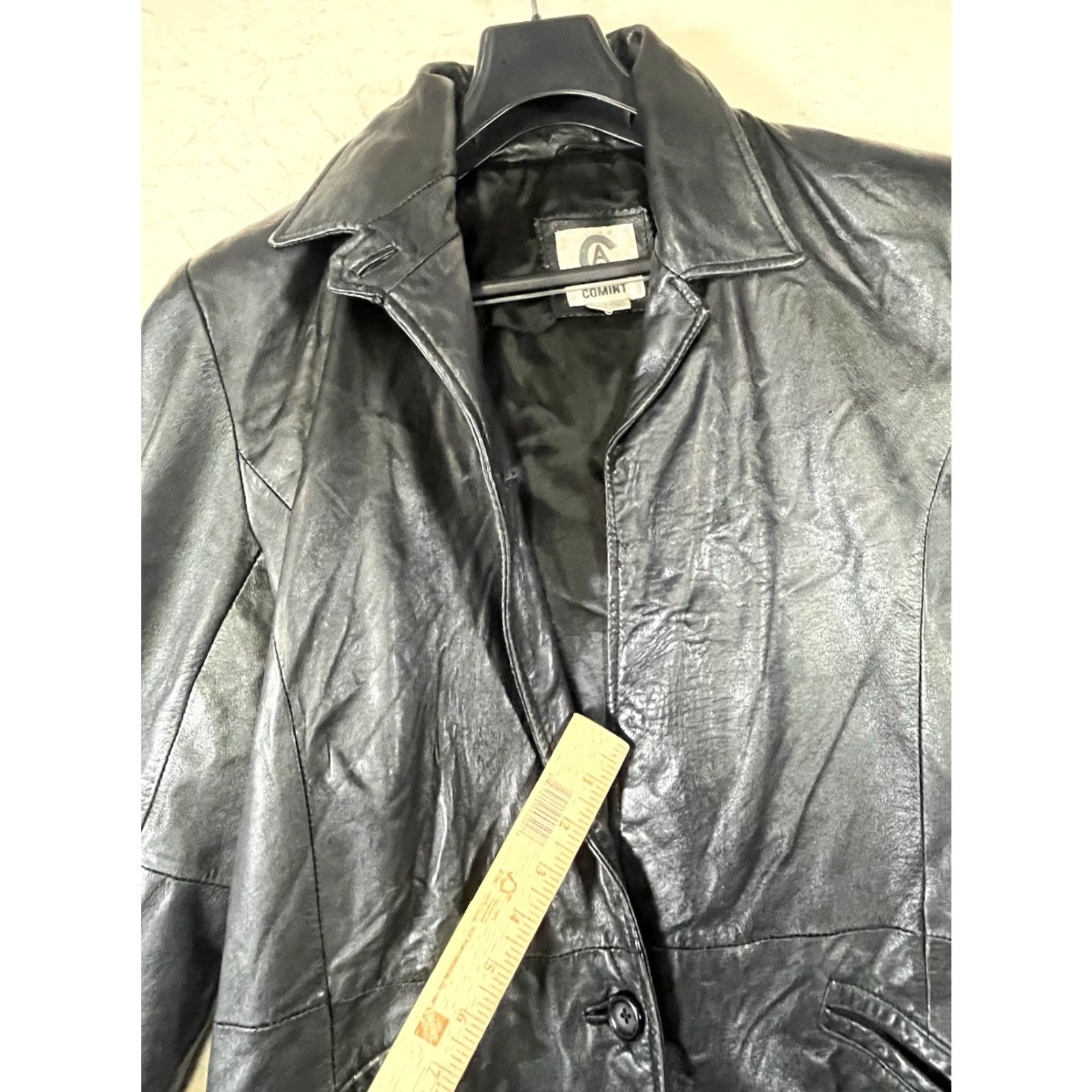 Vintage VINTAGE Comint Women Leather Trench Coat Long Coat Size M Black 90s Style Oversized Button Closure Women Size M / US 6-8 / IT 42-44 - 7 Thumbnail