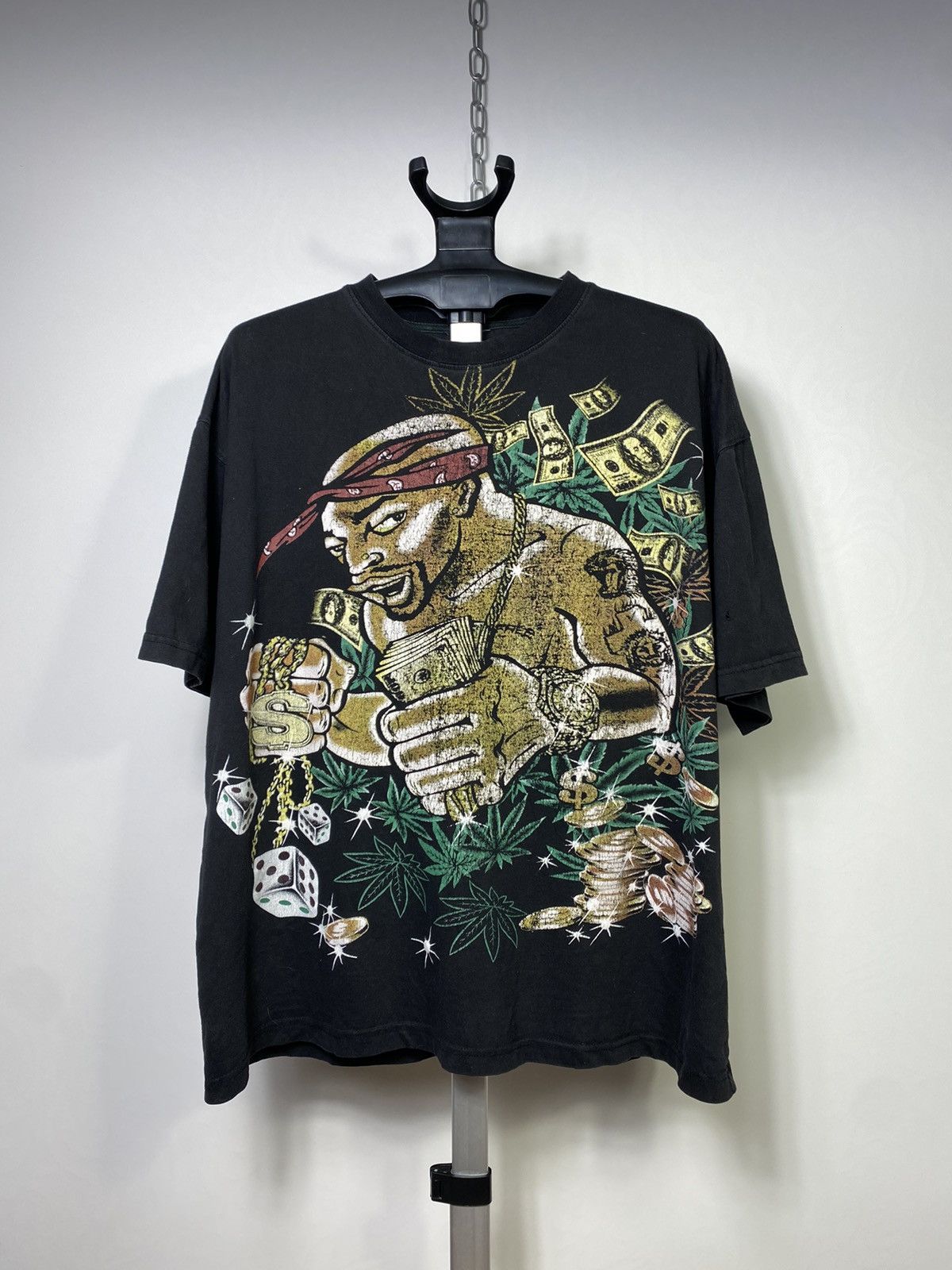 Band Tees Vintage 00s 2pac Shakur cannabis rap t-shirt tee Size US XL / EU 56 / 4 - 1 Thumbnail