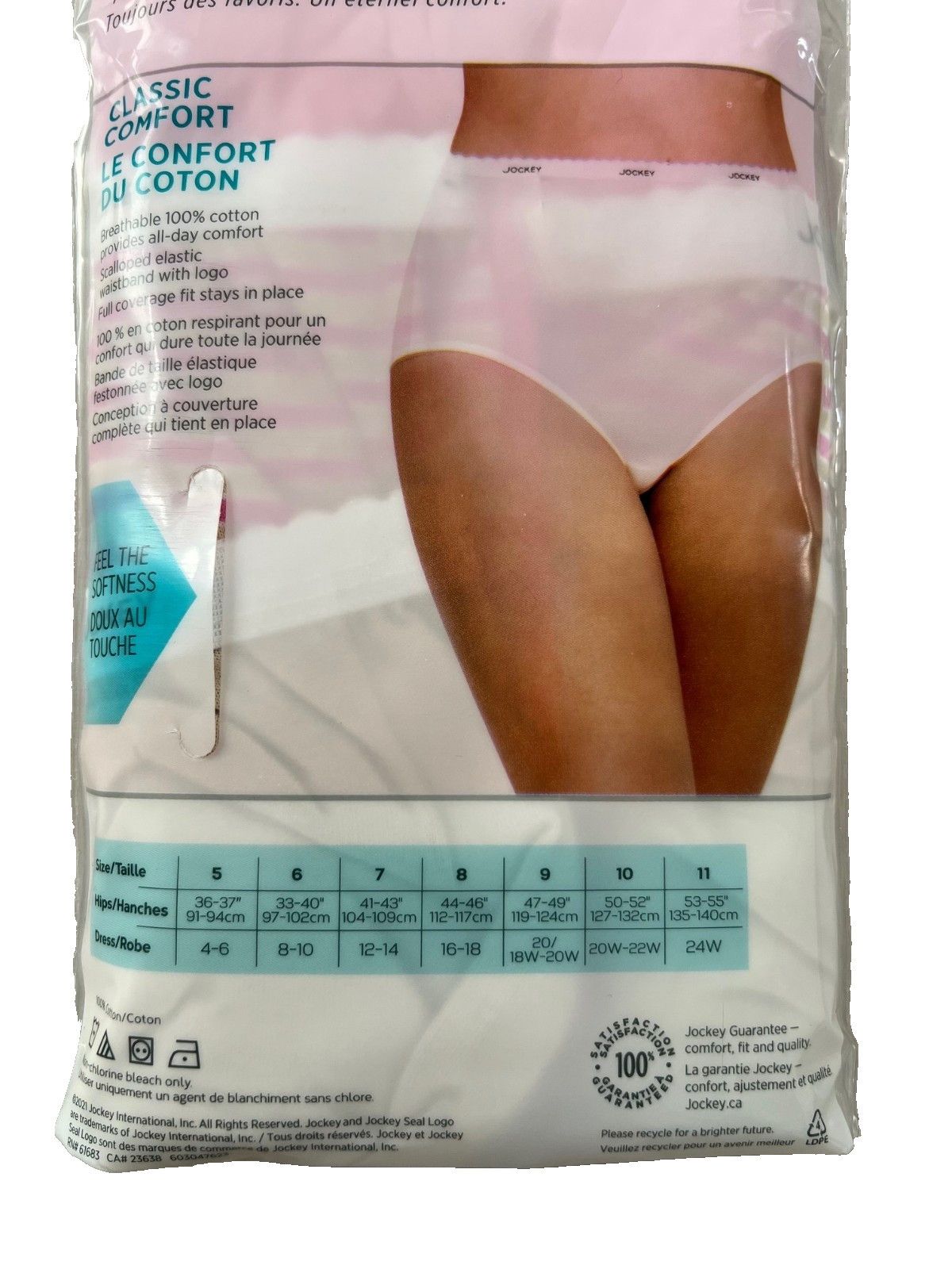 Jockey Jockey Elance Cotton 3 Bikini Underwear Panties ( 6/M ) Size 22" - 2 Thumbnail