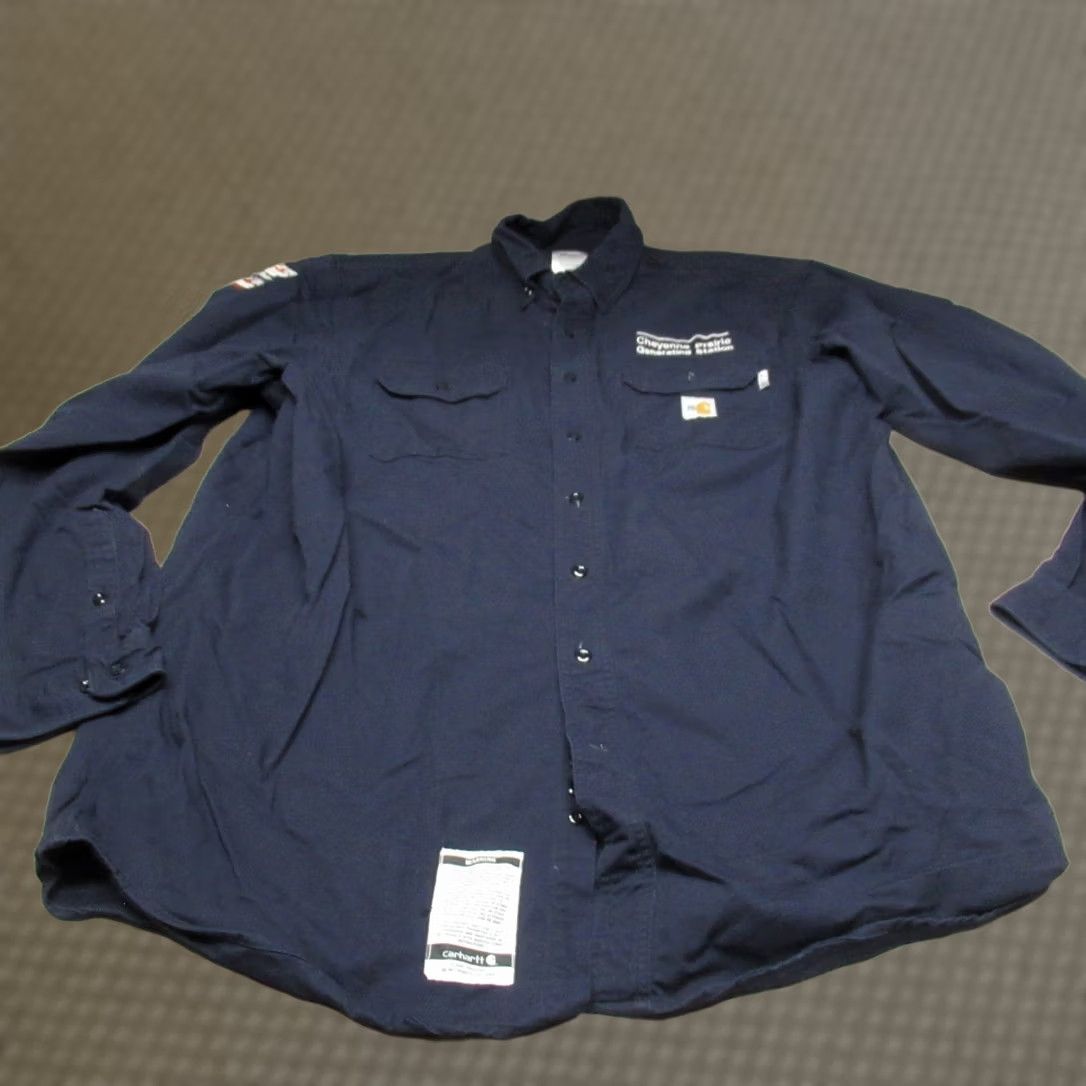 Carhartt Carhartt FR Shirt Mens XXL Tall Blue Flame Resistant Twill Long Sleeve Work LOGO Size US XXL / EU 58 / 5 - 1 Thumbnail