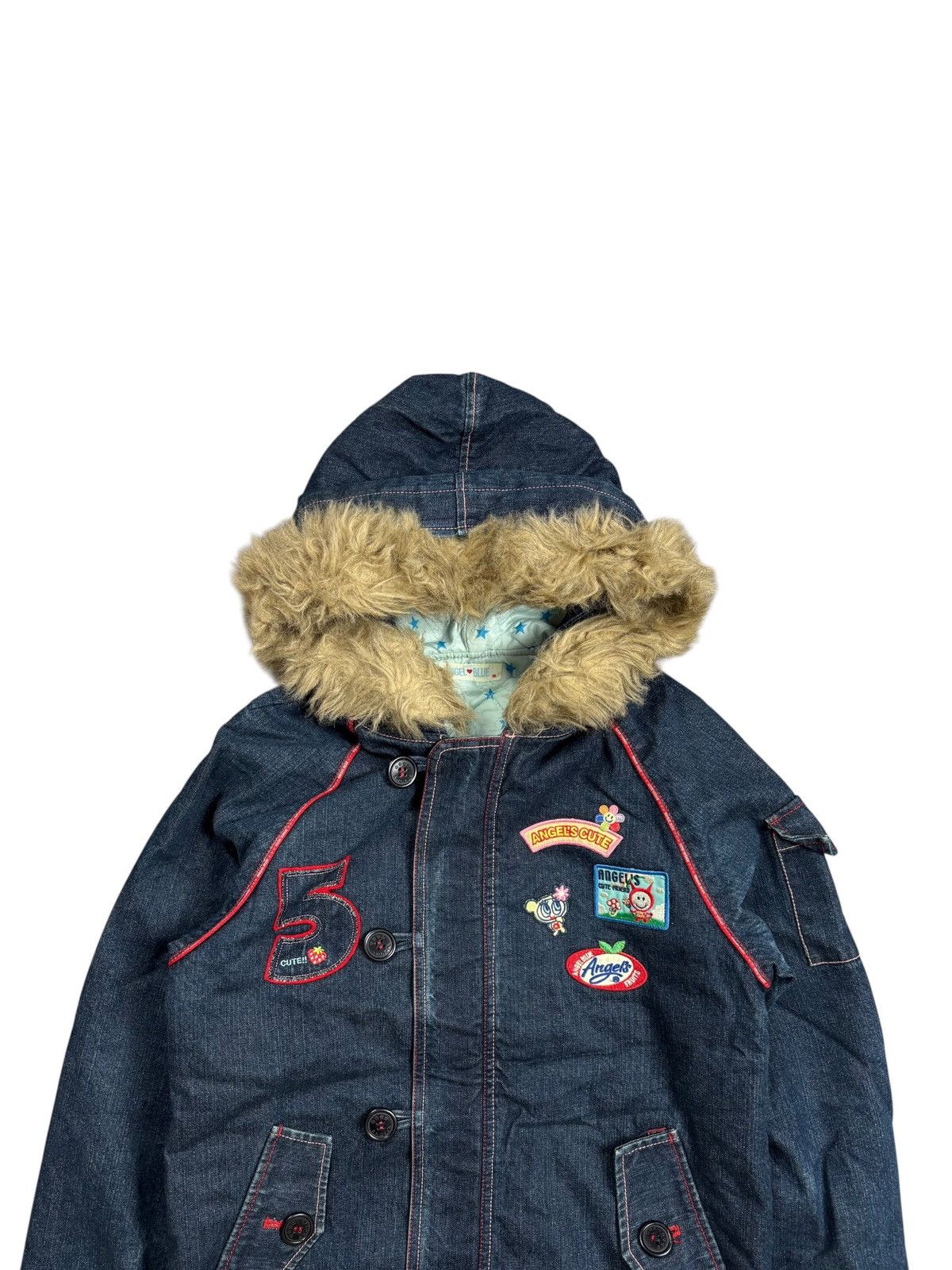 Angel Blue 2000s Angel Blue - Fur Hoodie Denim Jacket Size US M / EU 48-50 / 2 - 5 Thumbnail