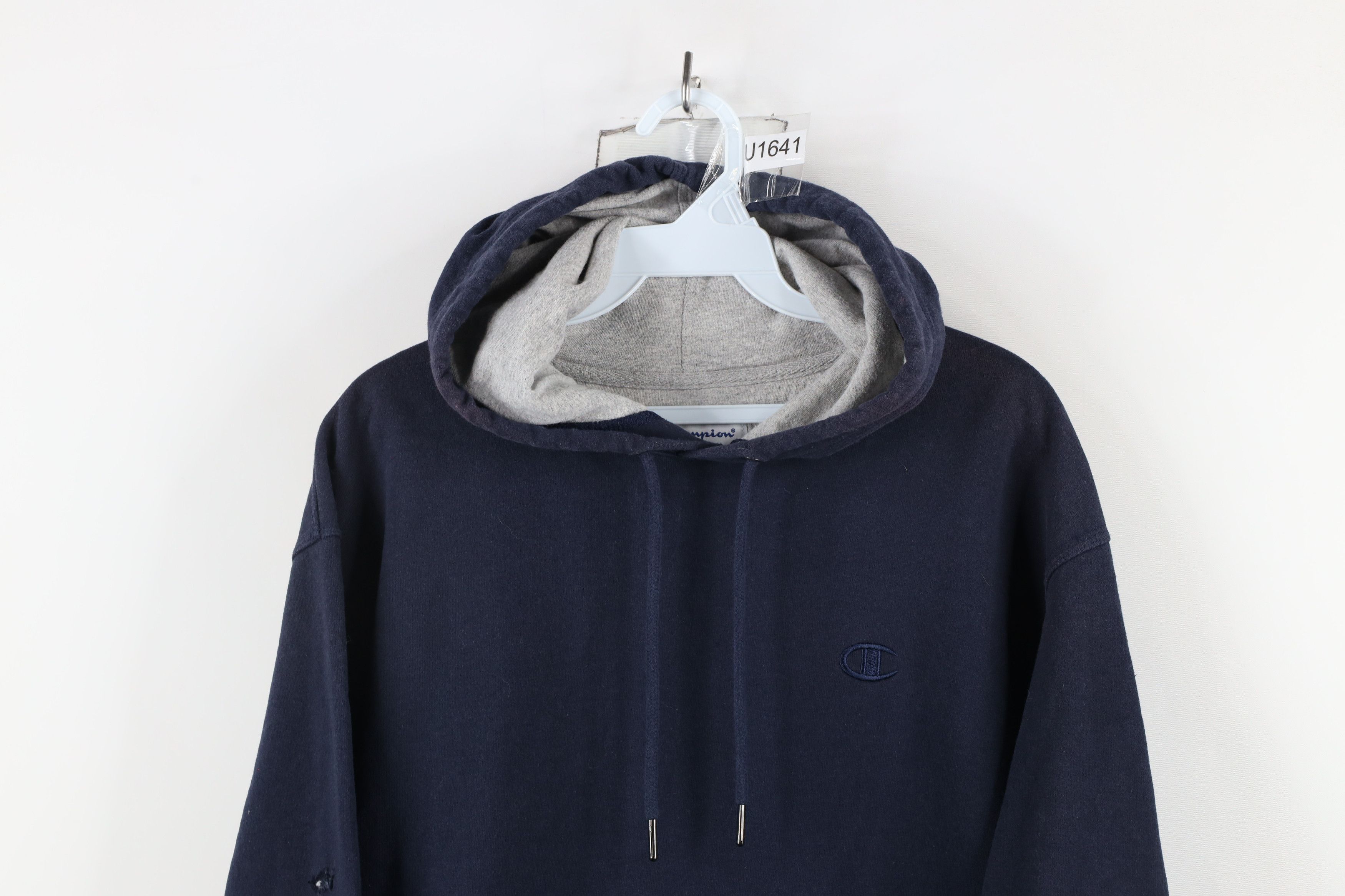 Champion × Vintage Vintage Champion Classic Logo Hoodie Sweatshirt Navy Blue Size US M / EU 48-50 / 2 - 2 Thumbnail