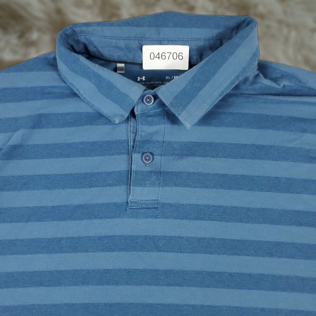 Under Armour VINTAGE Under Armour Polo Shirt Mens XL Blue Striped Cotton Golf Casual Short Sleeve Size US XL / EU 56 / 4 - 1 Thumbnail