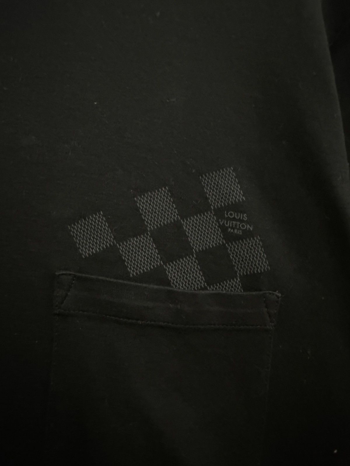 Louis Vuitton Louis Vuitton Black Damier Pocket Tee Size US L / EU 52-54 / 3 - 3 Thumbnail