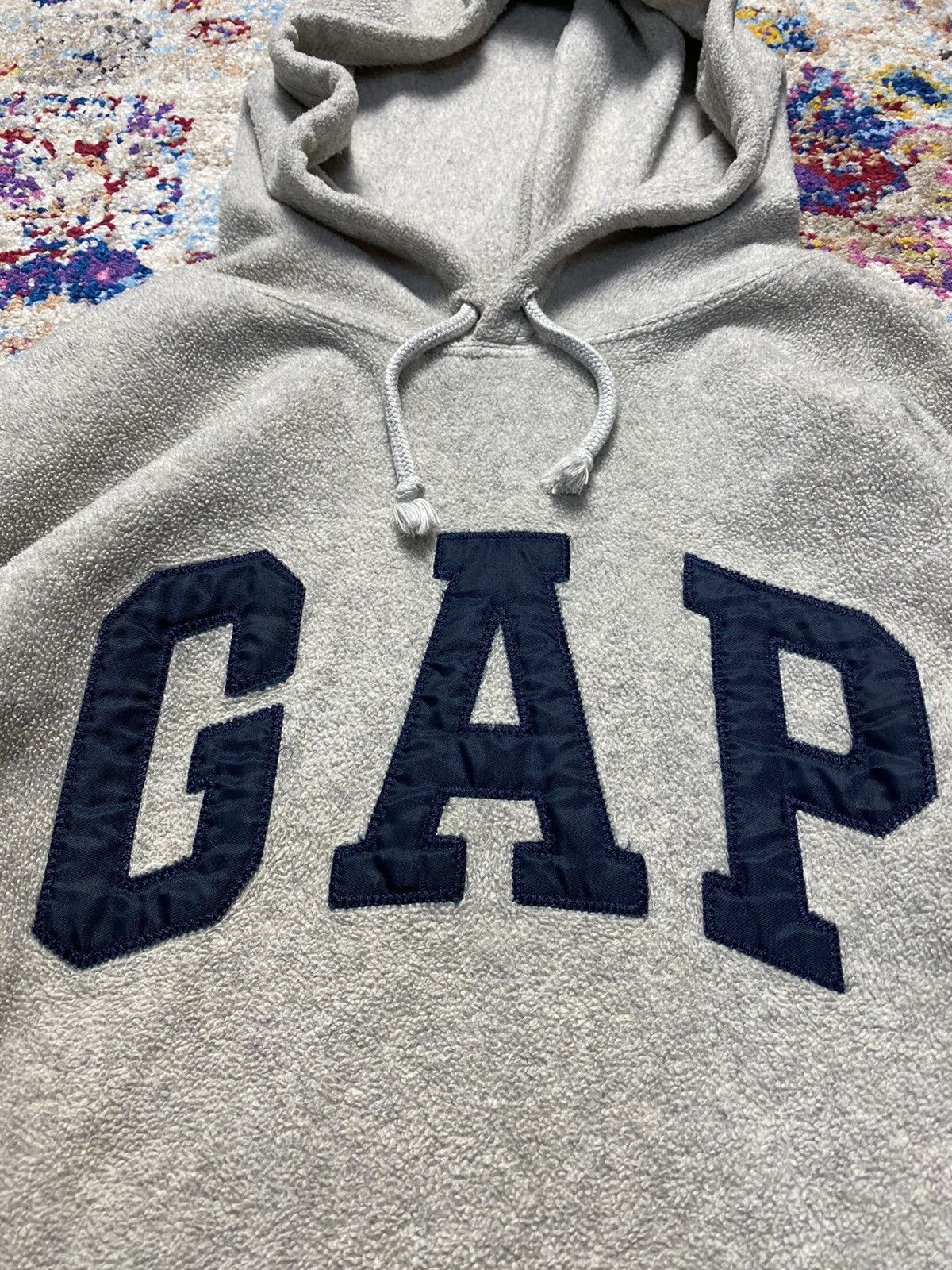 Gap × Vintage Vtg 90s GAP Abstract Fur Lining Pull Over Hoodie Size US M / EU 48-50 / 2 - 5 Thumbnail