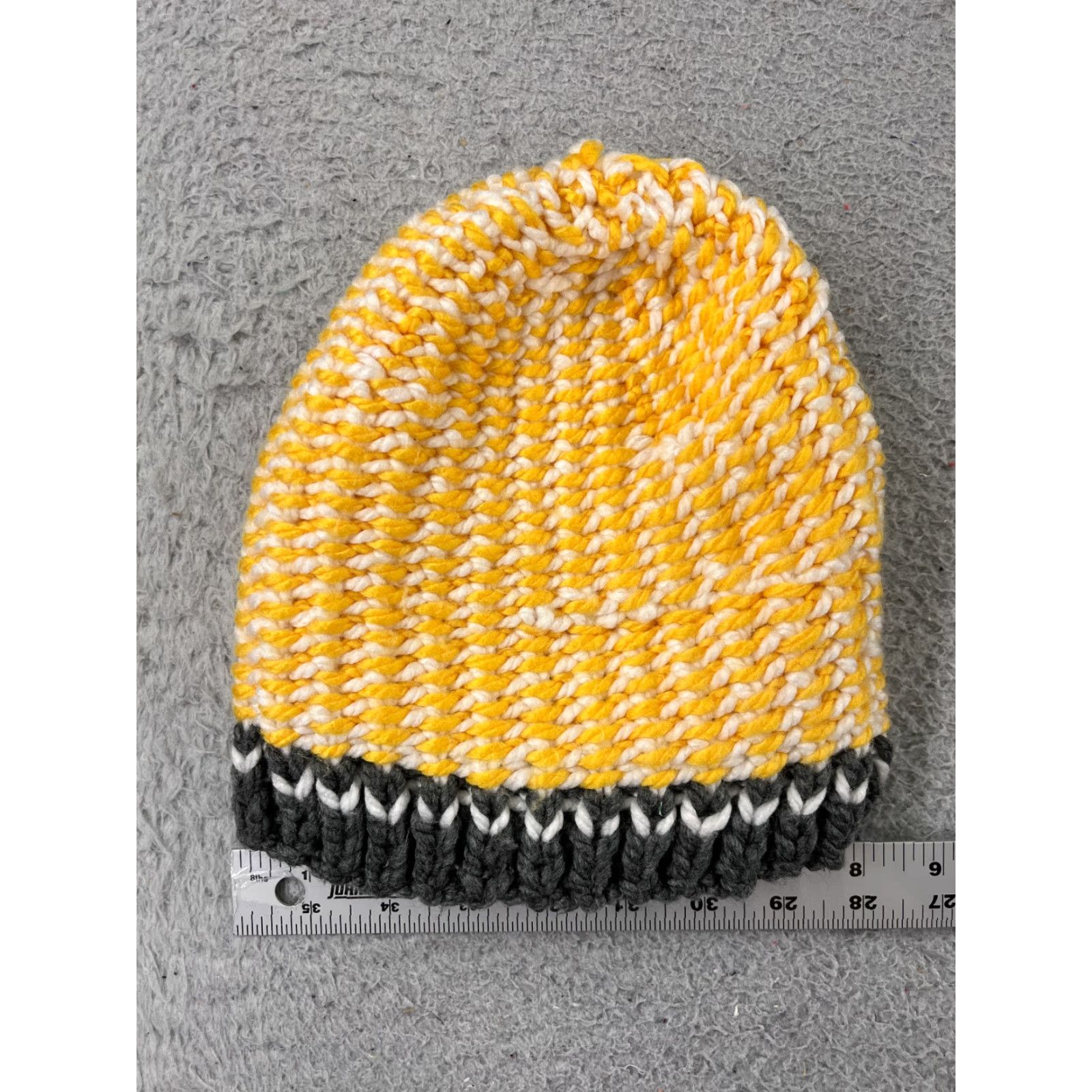 Vintage Handmade Beanie Toque Womens One Size Orange Gray Stripe Knit Acrylic Outdoors Size ONE SIZE - 5 Thumbnail
