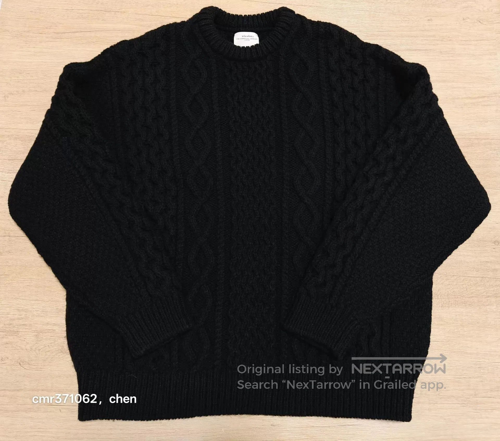 Visvim Black Cable Knit Crewneck Sweater. Size US L / EU 52-54 / 3 - 1 Thumbnail