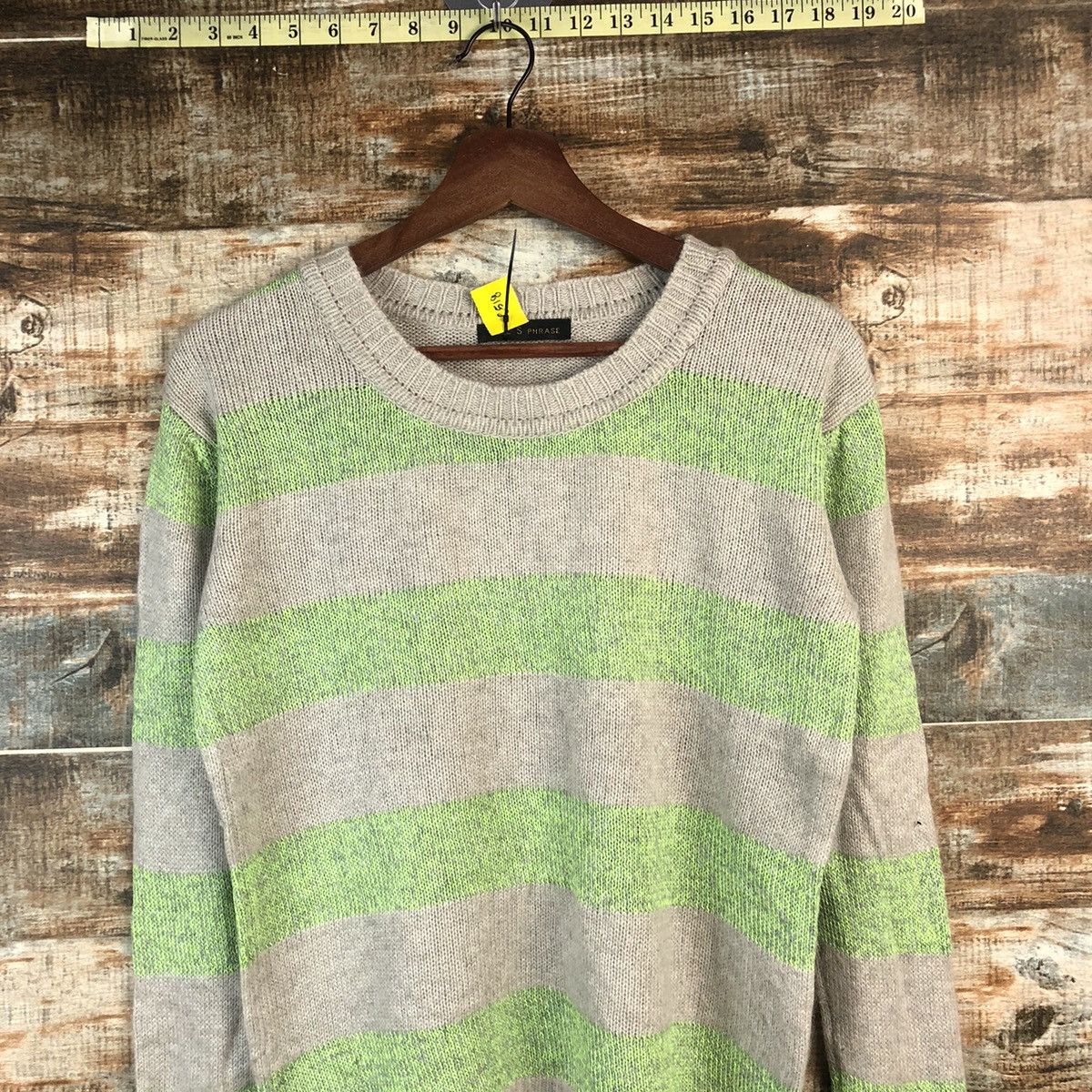Japanese Brand DL Frees Phrase Stripe Green Knitwear #C518 Size US M / EU 48-50 / 2 - 2 Thumbnail