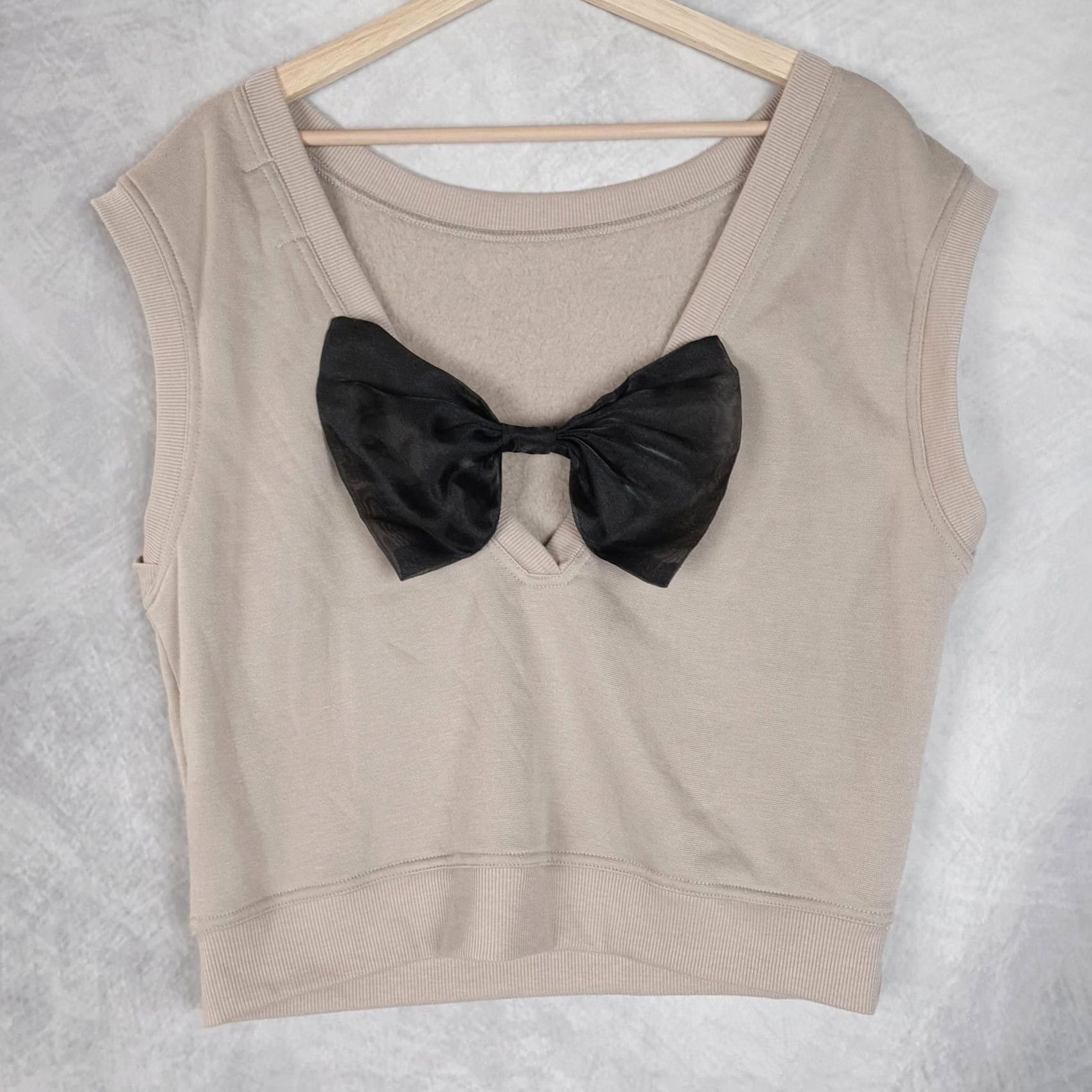 Anthropologie Maeve by Anthropologie Sweater Vest Womens XS Beige Bow Back Knit Sleeveless Crew Neck Casual Layering Size XS / US 0-2 / IT 36-38 - 2 Thumbnail