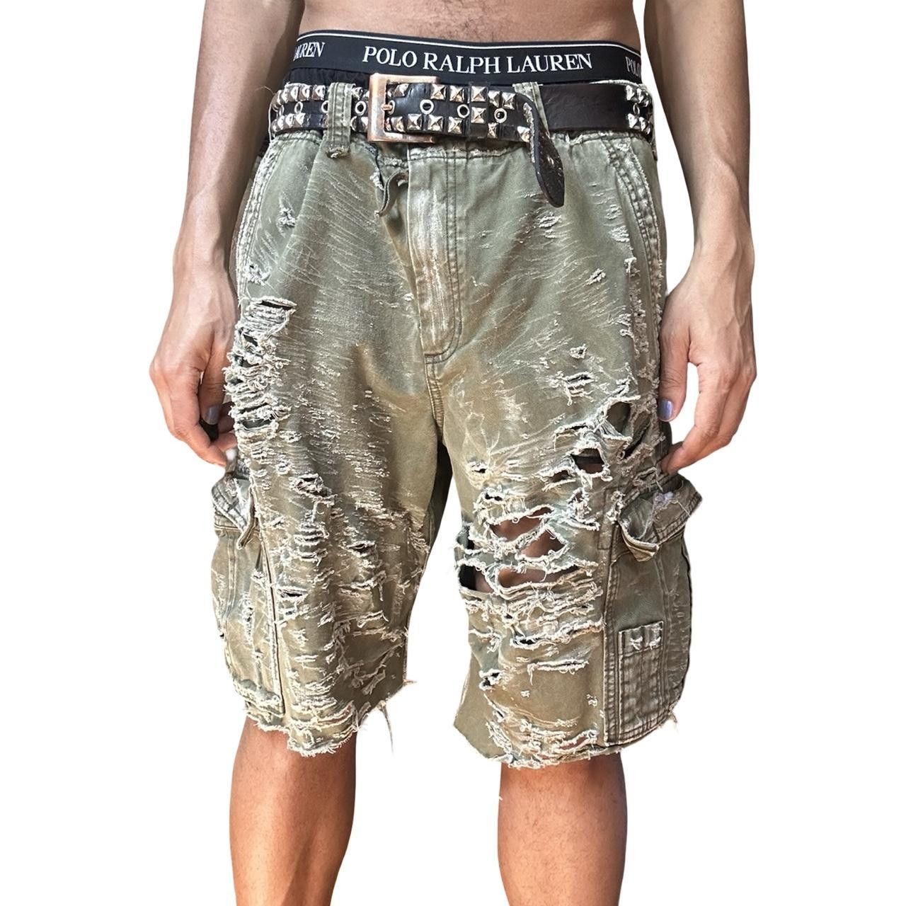 Abercrombie & Fitch ASTROBOI* Abercrombie & Fitch Green Grunge Camo Shorts - 40" Size US 40 / EU 56 - 2 Thumbnail