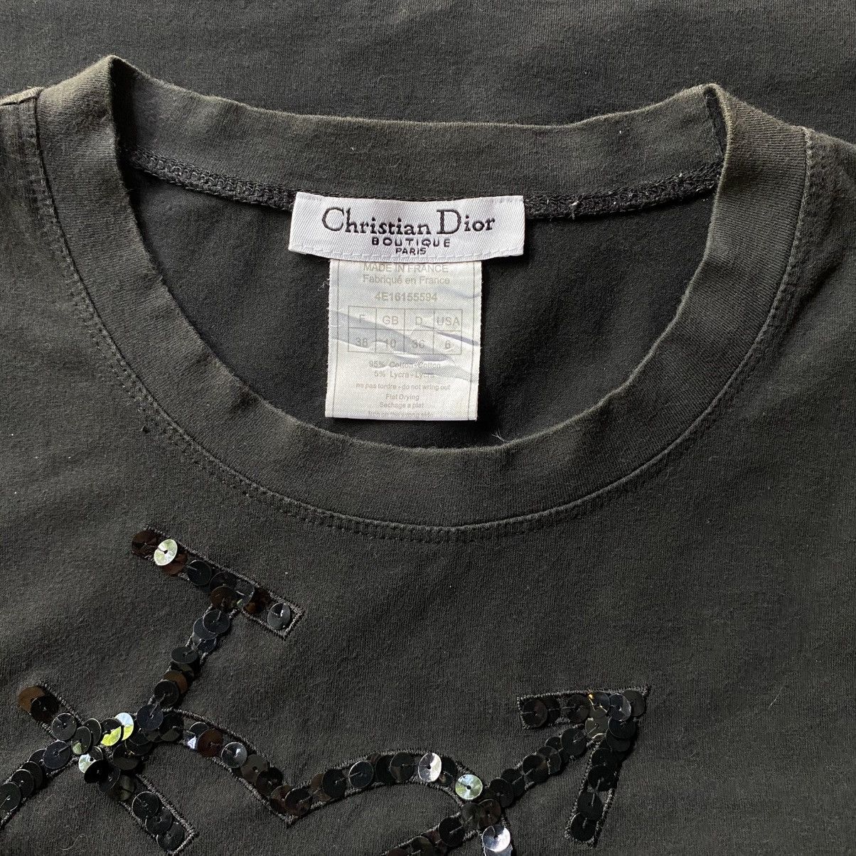 Dior Christian Diot Black Sequin Logo Tee Size M / US 6-8 / IT 42-44 - 15 Thumbnail