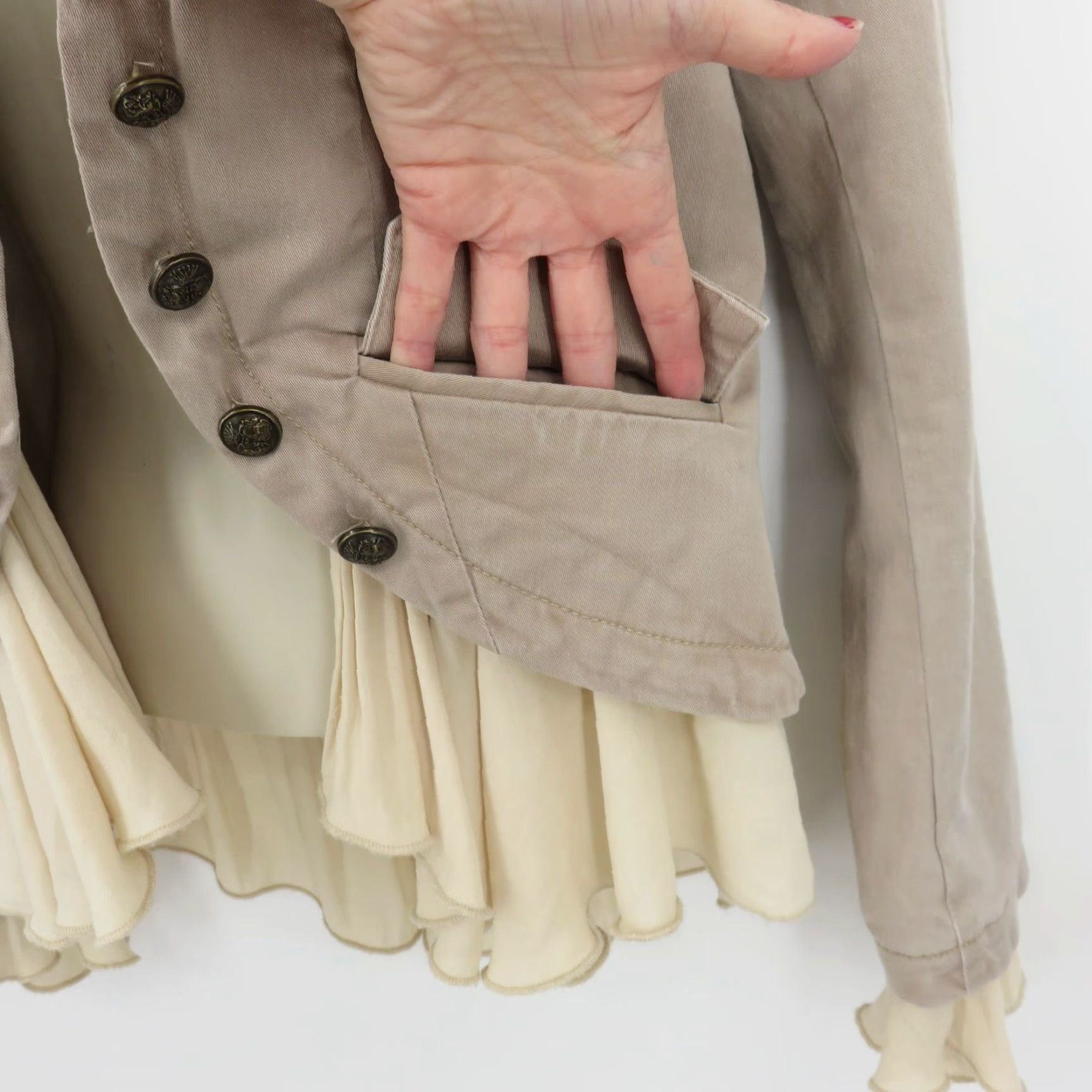 Free People Free People Jacket Women XS Natural Beige Romantic Ruffles Pockets OB 527371 Size XS / US 0-2 / IT 36-38 - 6 Thumbnail