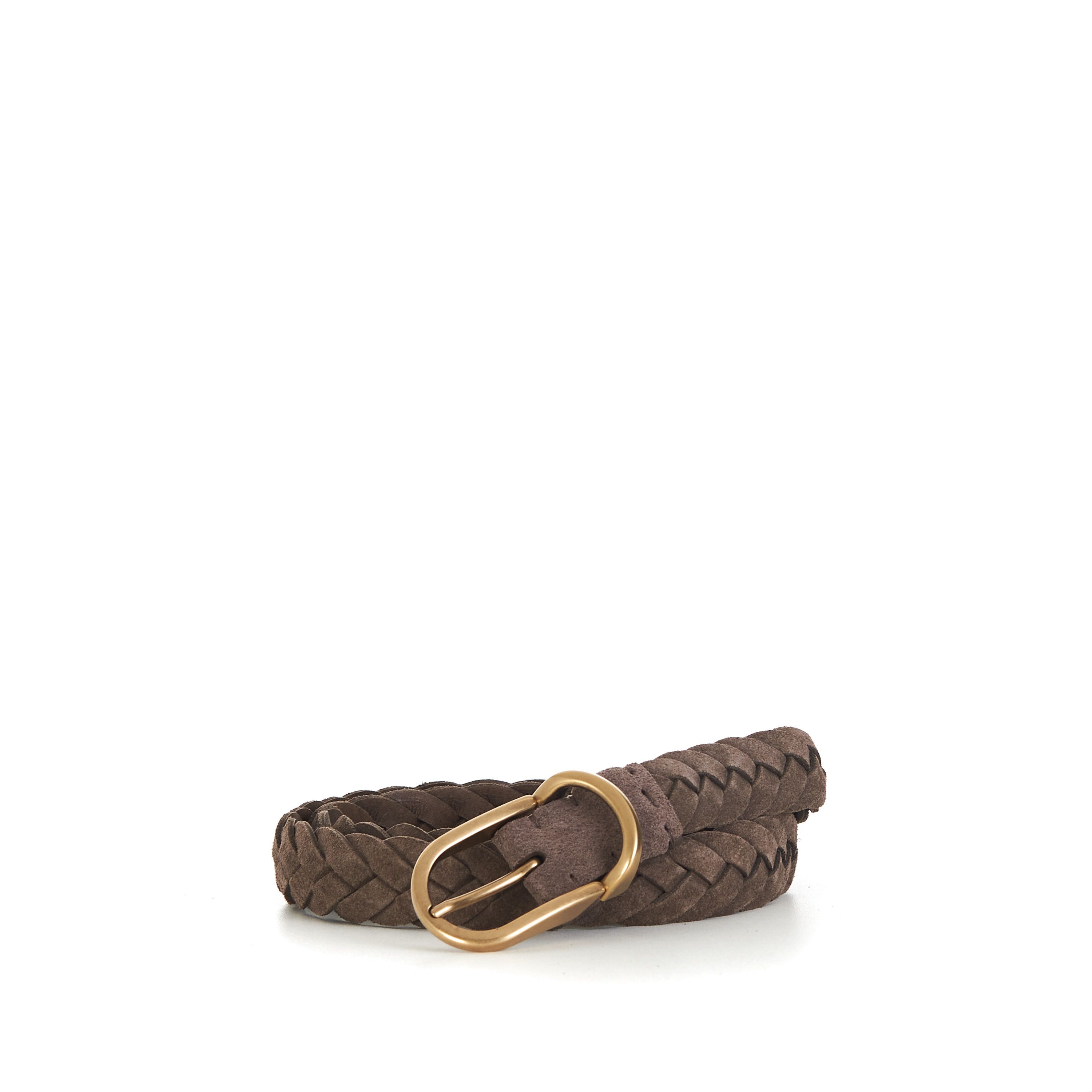 Braided Belt - Rounded Buckle & Metal Keeper Suede Size 100