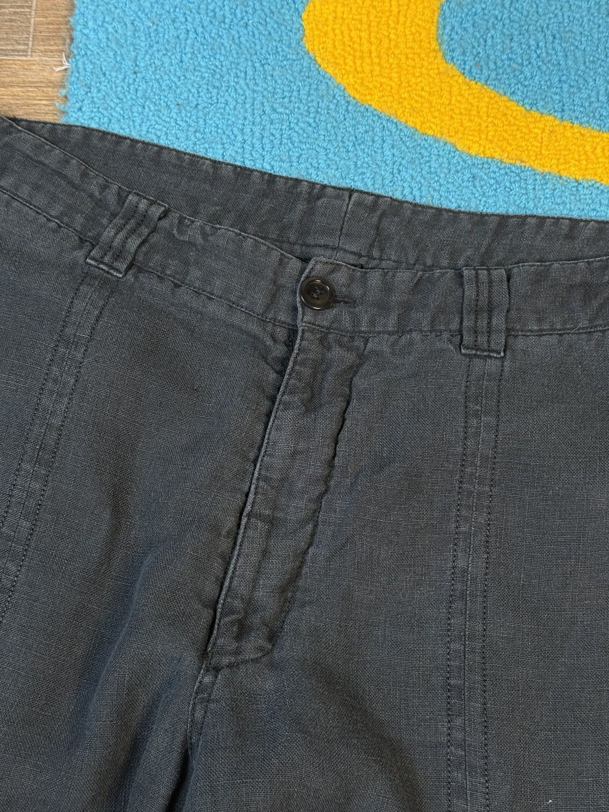 Armani Collezioni × Vintage Vintage Armani Collezioni Blue Wide Linen Pant Size US 33 - 8 Thumbnail