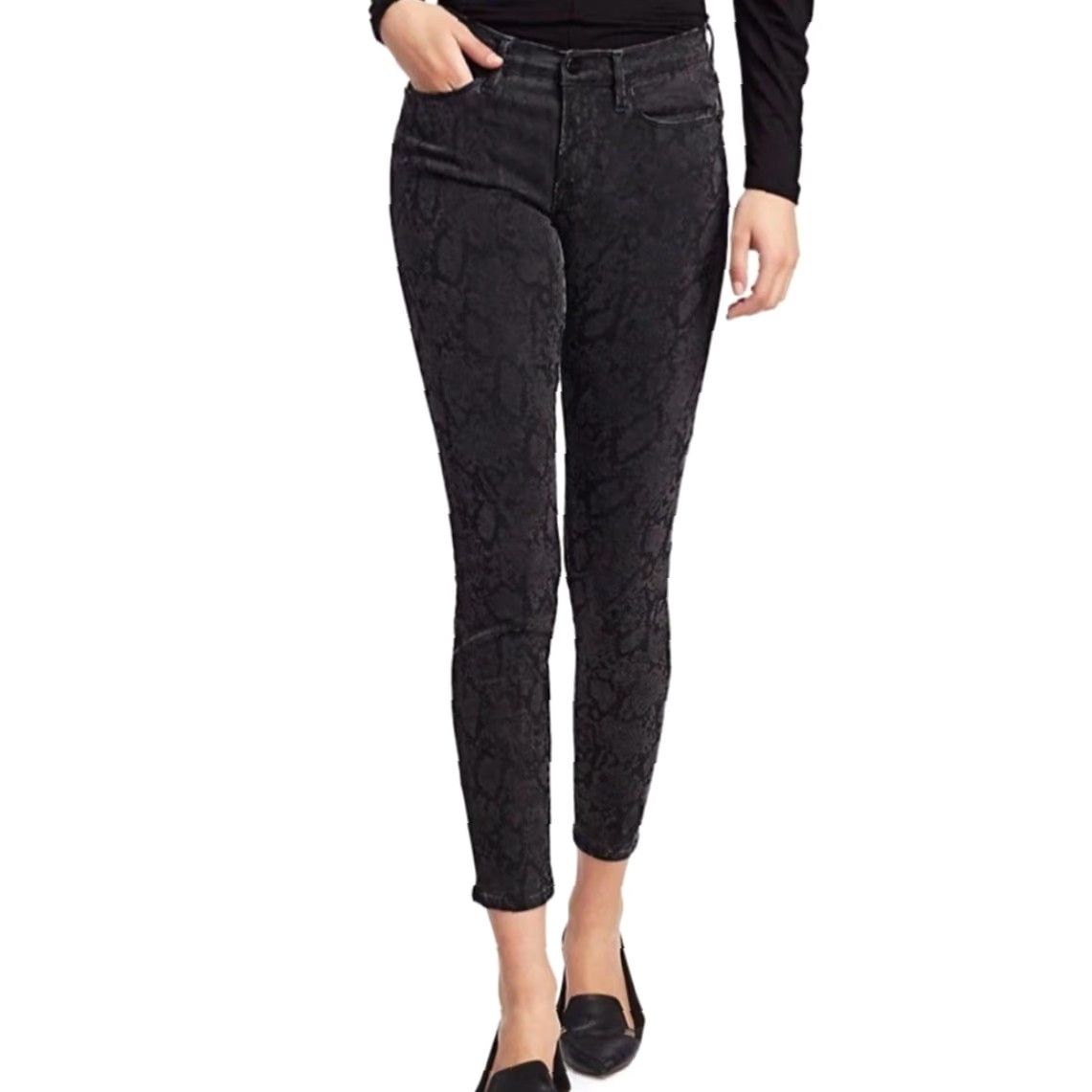 Frame VINTAGE FRAME Le Skinny de Jeanne Grey Black Python Snake Reptile Jeans 28 Womens Skinny 28 in Inseam Gray Pattern Animal Print Size 28" / US 6 / IT 42 - 7 Thumbnail