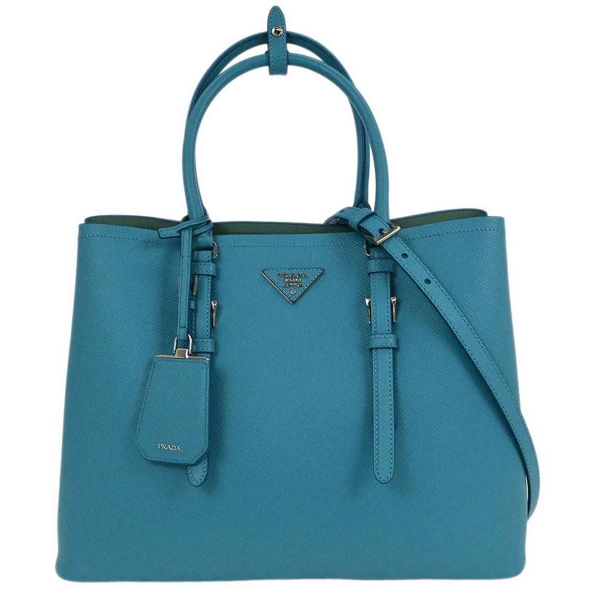 Prada Prada Belted Strap Cuir Double Tote Saffiano Leather Size ONE SIZE - 1 Thumbnail