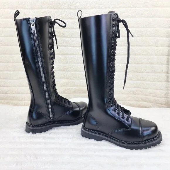 Demonia Cult DEMONIA Riot 20 Goth Combat Biker Steel Toe Boots Black Leat Size US 11 / EU 44 - 1 Thumbnail