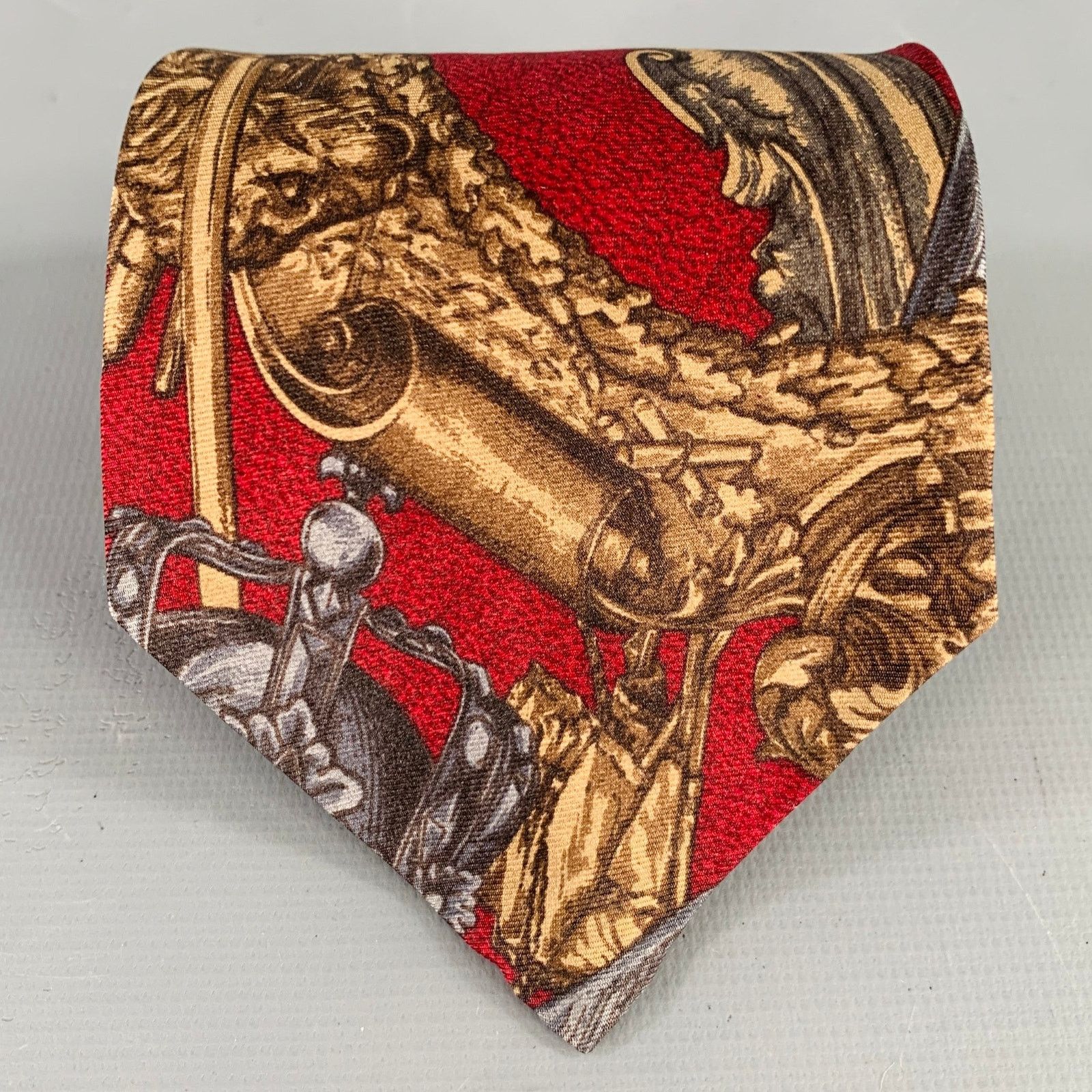 Gianfranco Ferre GIANFRANCO FERRE Burgundy Grey Brown Baroque Silk Tie Size ONE SIZE - 1 Thumbnail