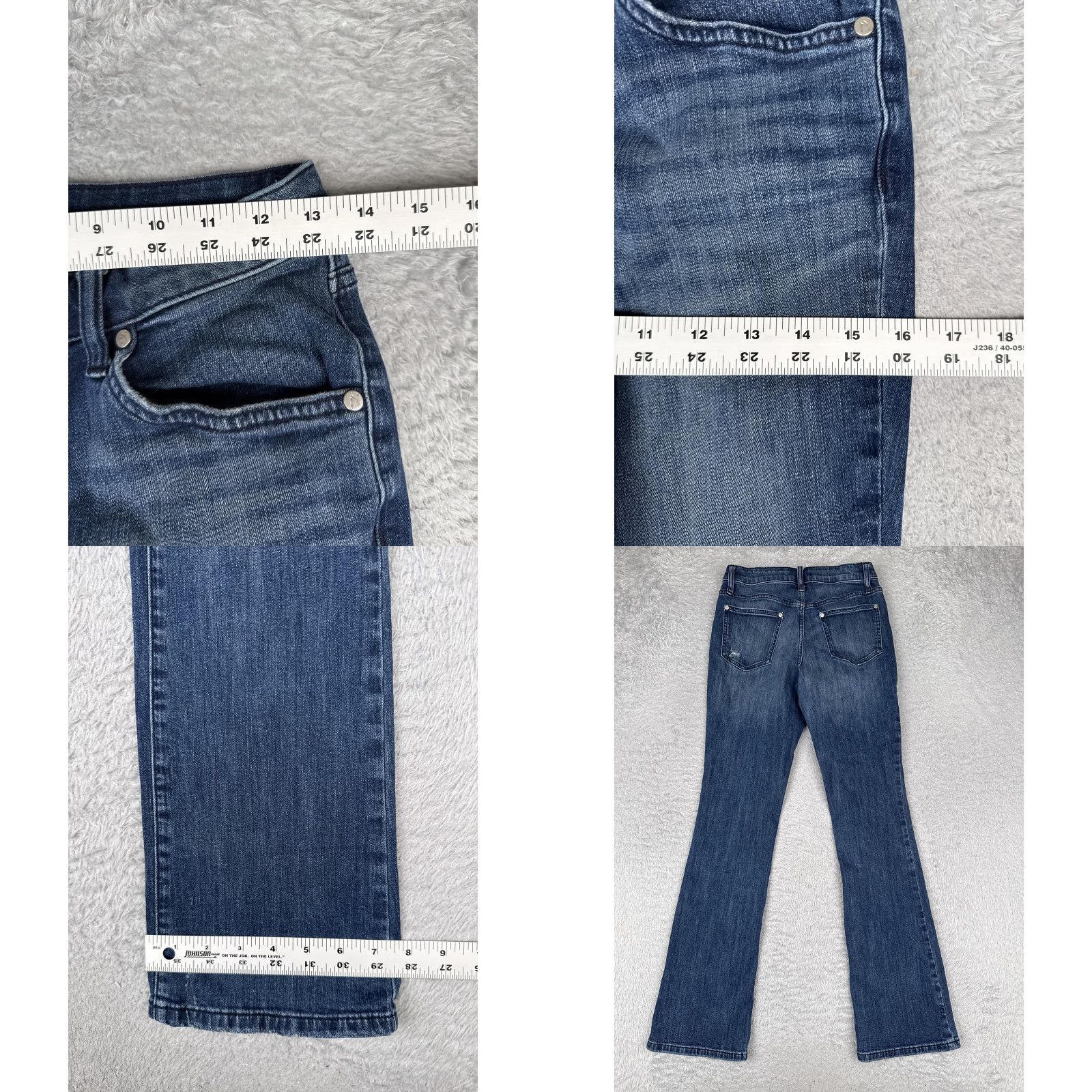 Vintage Simply Vera Vera Wang Jeans Womens 2 Blue Mid Rise Button Fly Distressed Bootcut Size 26" / US 2 / IT 38 - 9 Thumbnail