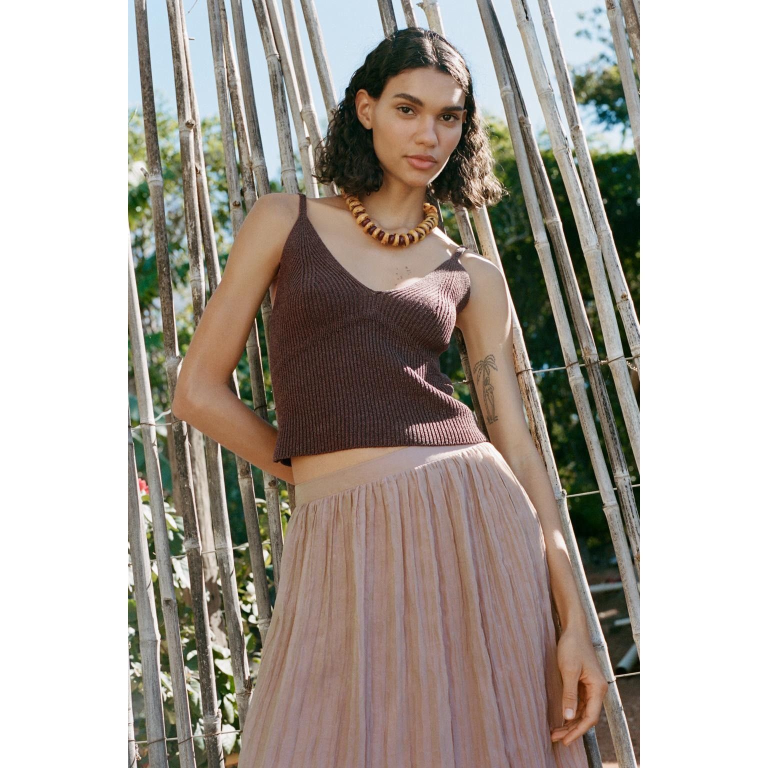 Zara Zara Wrinkle Effect Elastic Waist Pale Pink Lined Midi Skirt Size 27" / US 4 / IT 40 - 2 Thumbnail