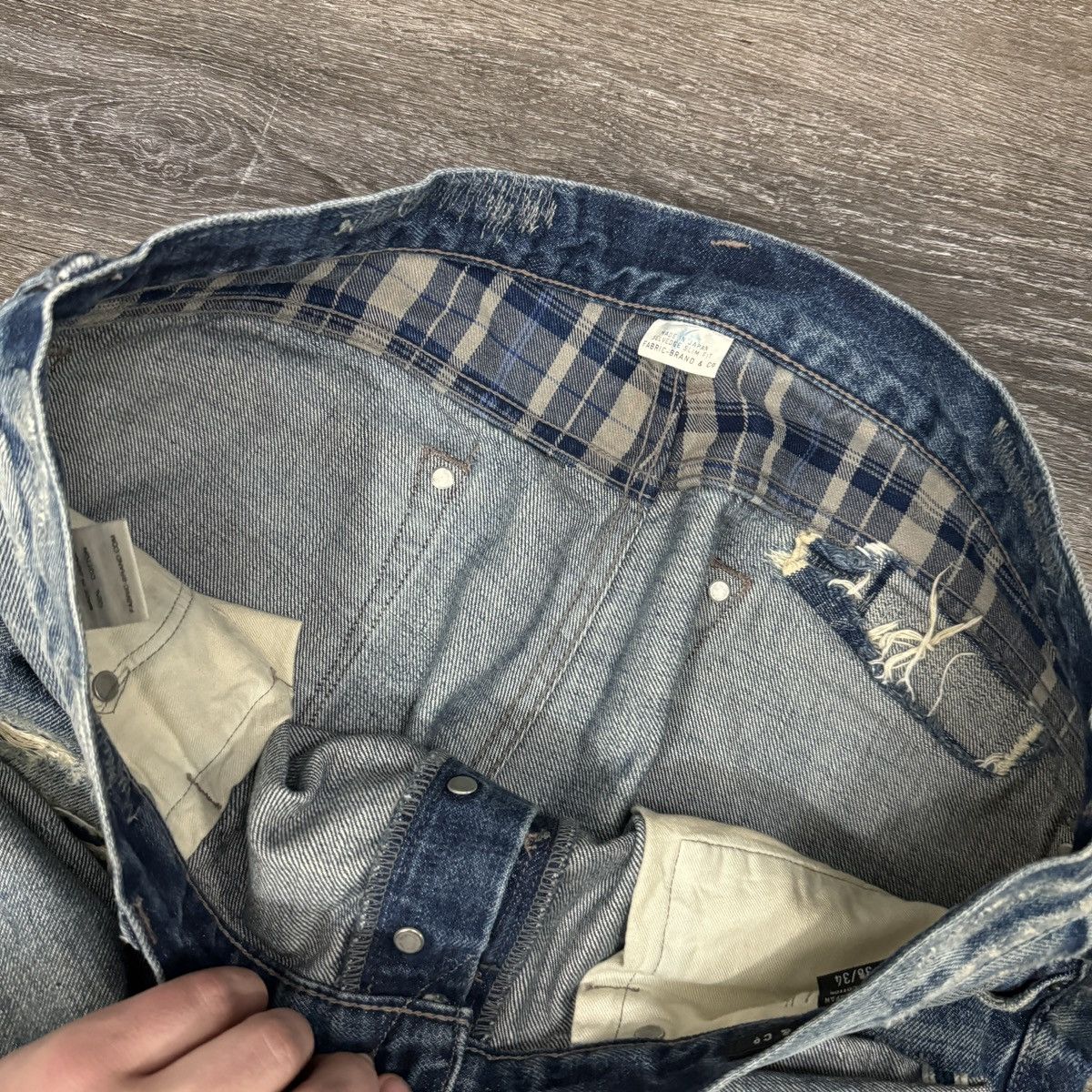 Fabric Brand & Co. × Japanese Brand × Vintage Crazy Fabric-brand & co selvedge distressed patchwork jeans Size US 38 / EU 54 - 6 Thumbnail