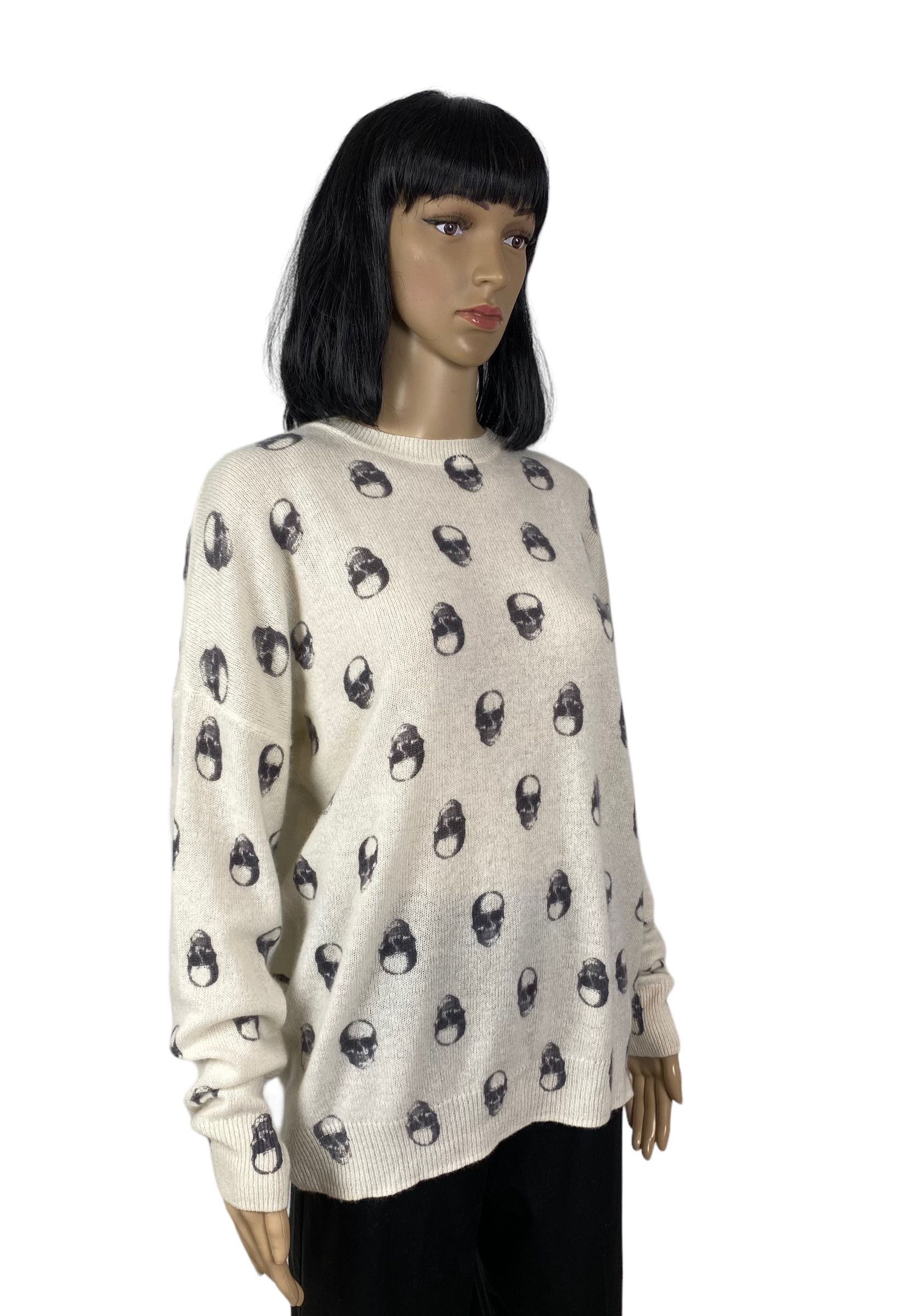 Designer skull cashmere printed sweater large Size L / US 10 / IT 46 - 2 Thumbnail