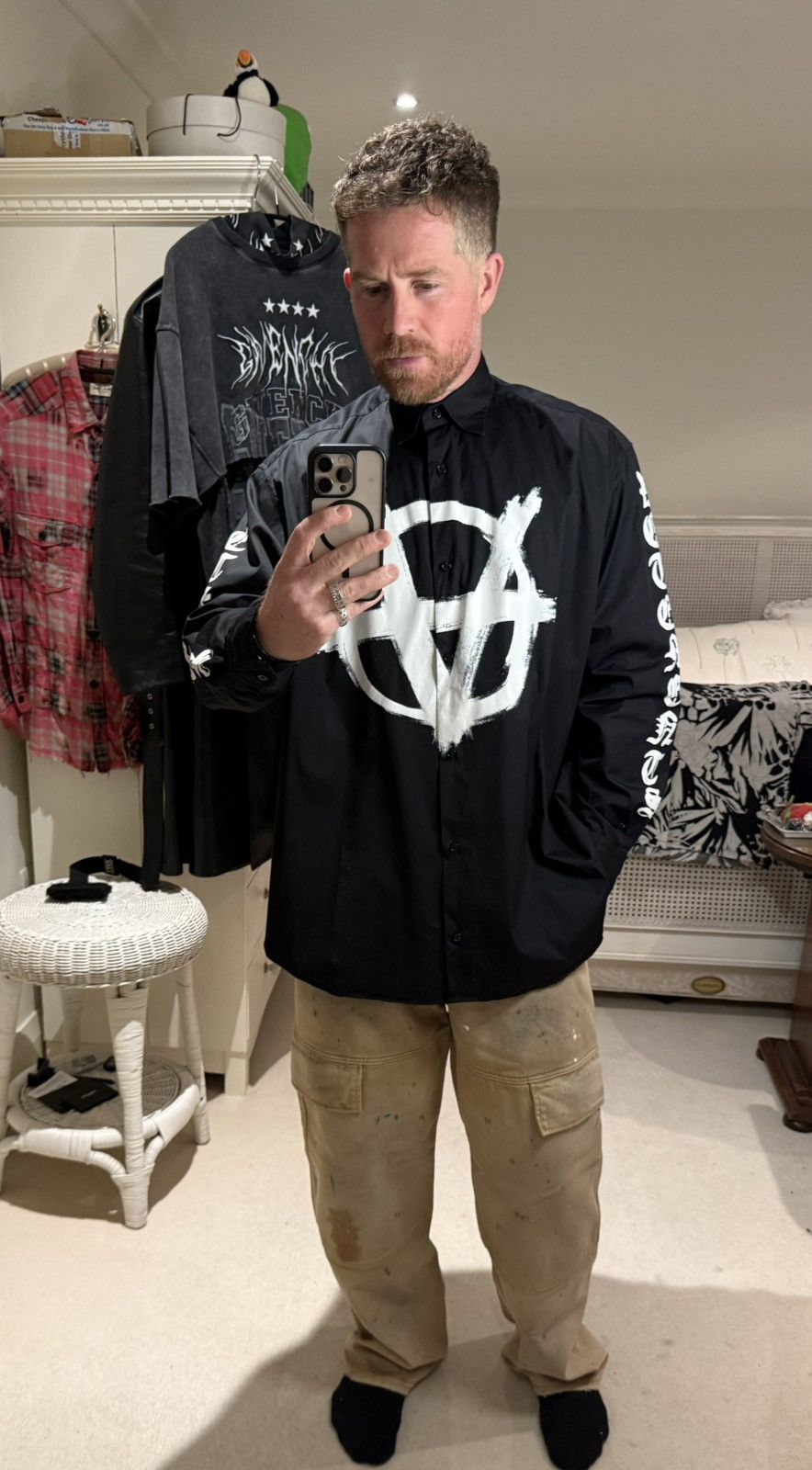 Vetements Vetements double anarchy oversized logo black white shirt Size US S / EU 44-46 / 1 - 2 Thumbnail