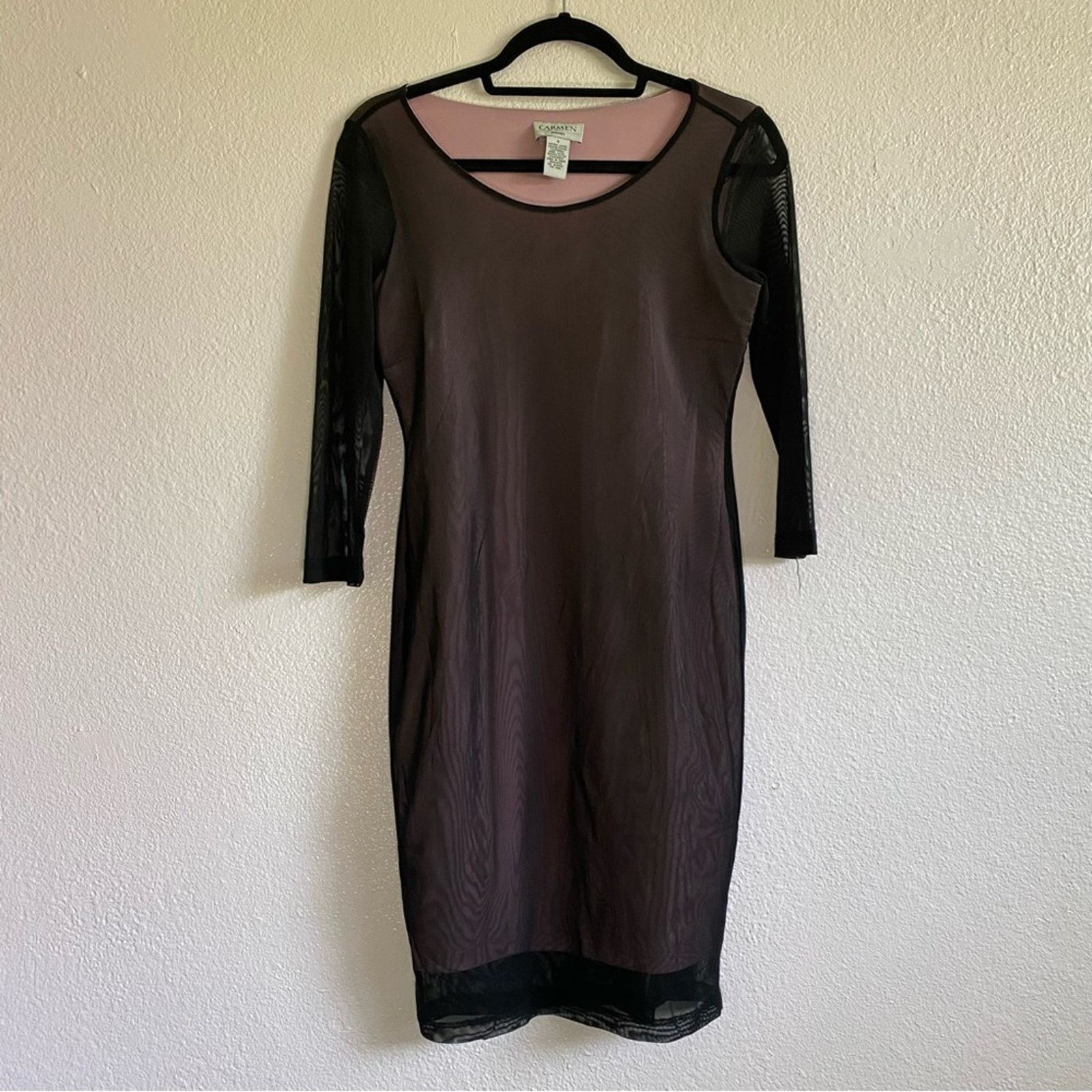 Other Carmen Marc Valvo Women's Pink and Black Dress Size S Size S / US 4 / IT 40 - 1 Thumbnail