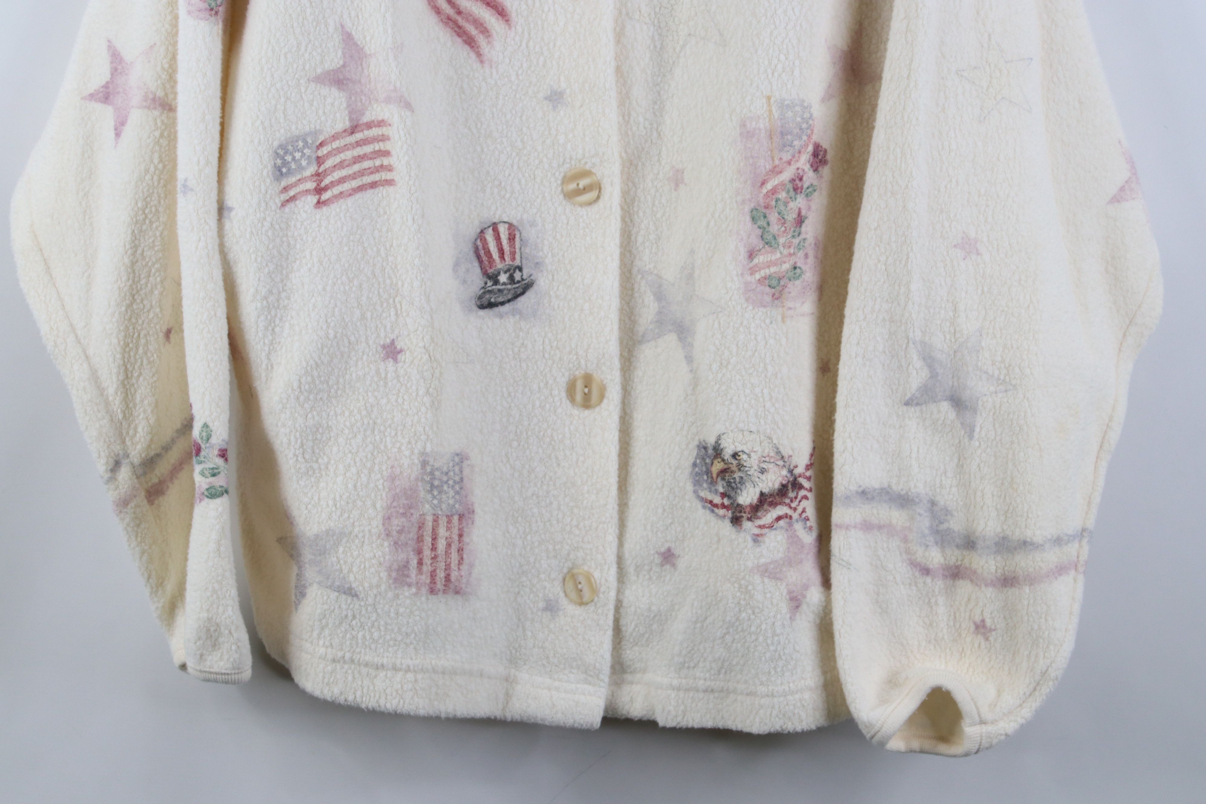 Vintage Vintage 90s Streetwear Over Print Fleece Cardigan Sweater Size XL / US 12-14 / IT 48-50 - 3 Thumbnail