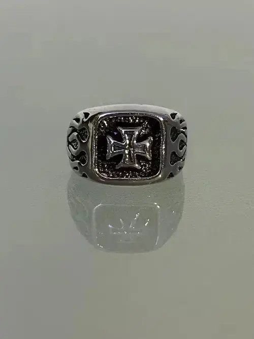 Jewelry Silver Fire Cross Ring Size ONE SIZE - 1 Thumbnail