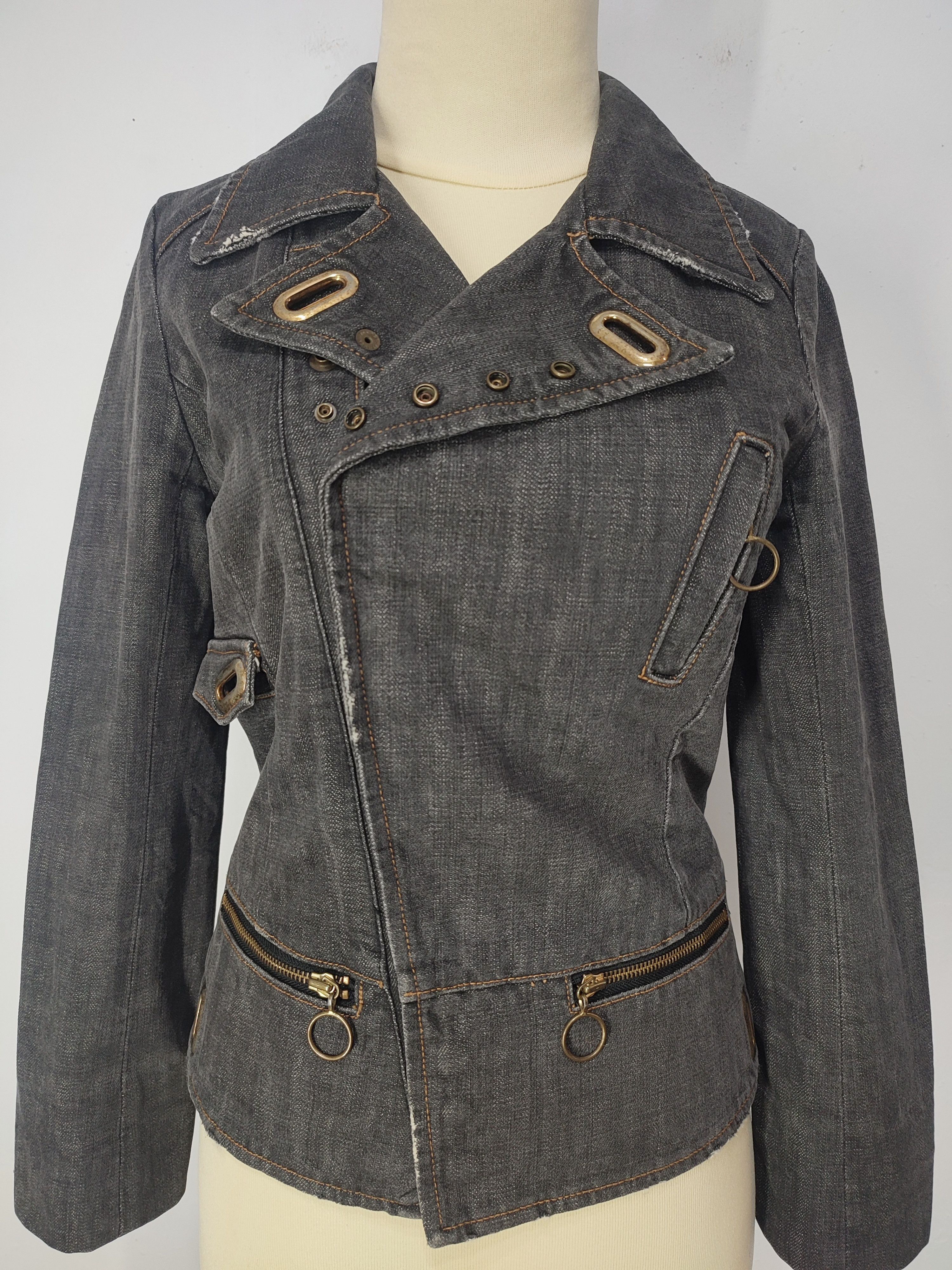 Japanese Brand Seraphim Div- Punk Asymmetric Zip Panel Archive Denim Jacket Size M / US 6-8 / IT 42-44 - 2 Thumbnail