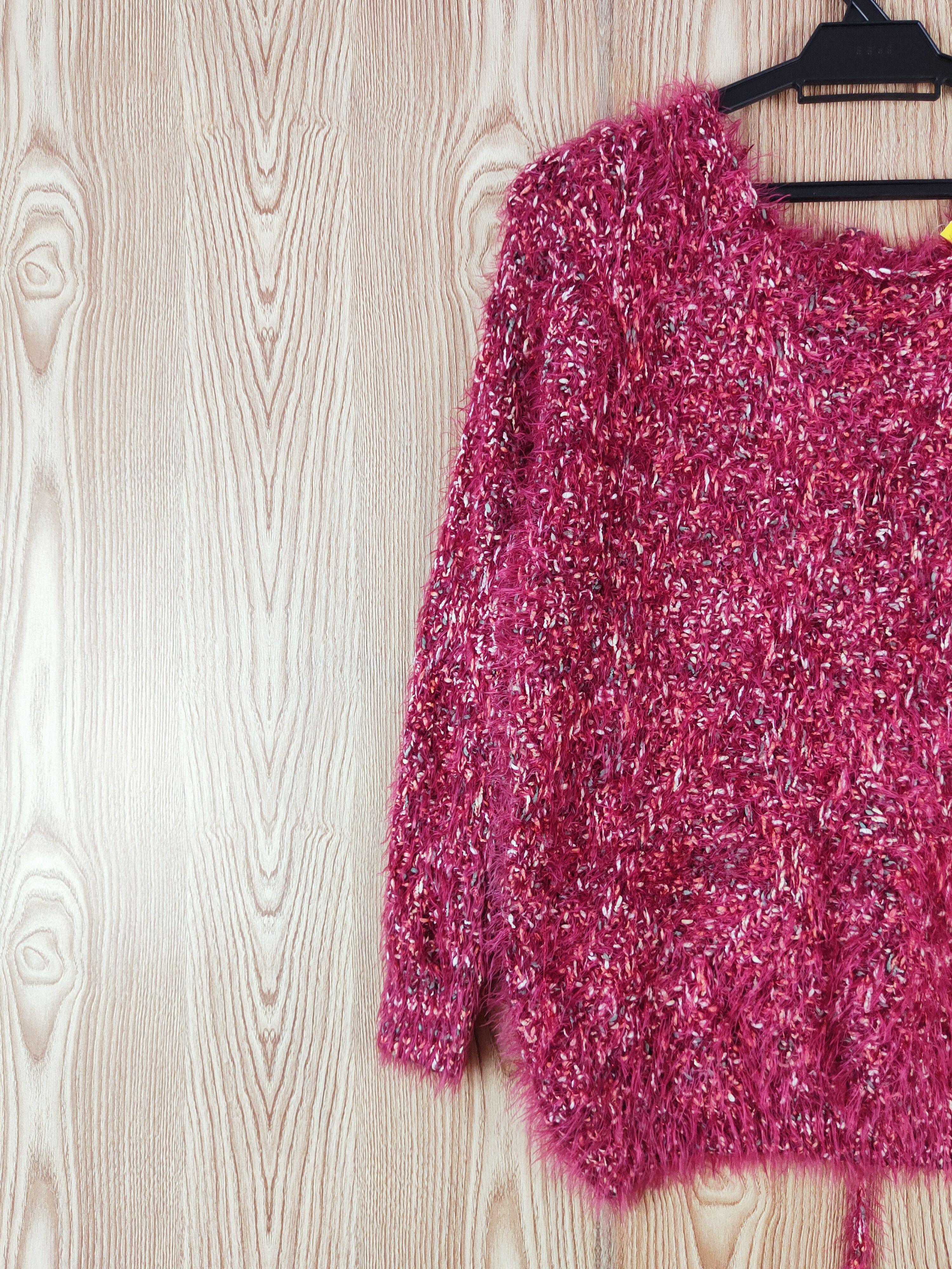 Japanese Brand × Vintage Japan Maroon Shag Shaggy Fur Mohair Knitwear #W756 Size M / US 6-8 / IT 42-44 - 3 Thumbnail