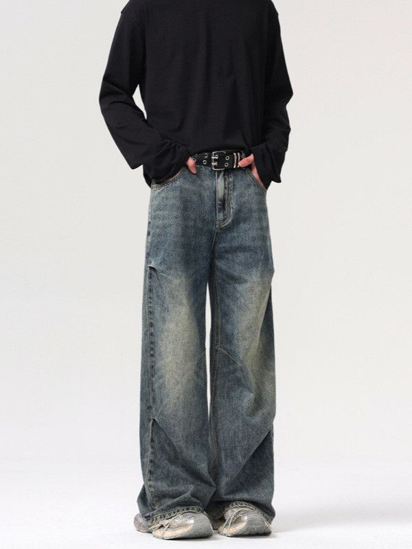 Vintage Men's washed distressed retro high street wide-leg jeans Size US 32 / EU 48 - 3 Thumbnail