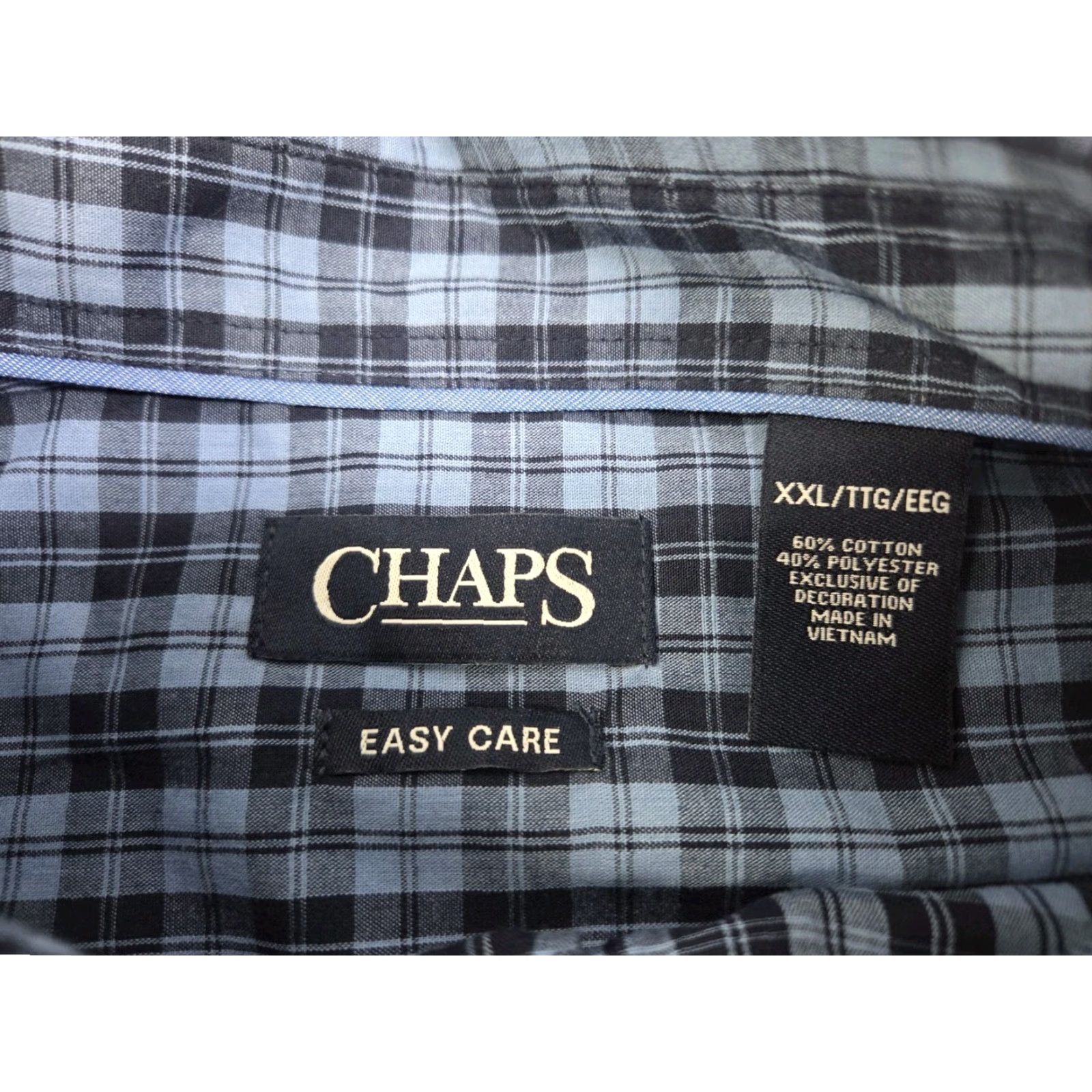 Chaps VINTAGE? No — NWT Chaps Mens Easy Care Long Sleeve Button Up Shirt Blue Plaid 2XL (#7792) Size US XXL / EU 58 / 5 - 4 Thumbnail