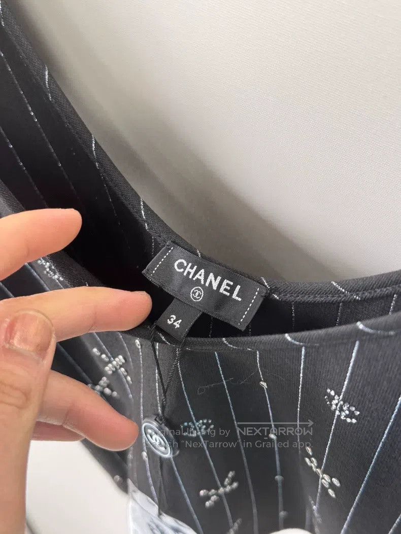 Chanel Chanel Black striped embroidered stud beads flash diamond Size XXS / US 00 / IT 34 - 4 Thumbnail