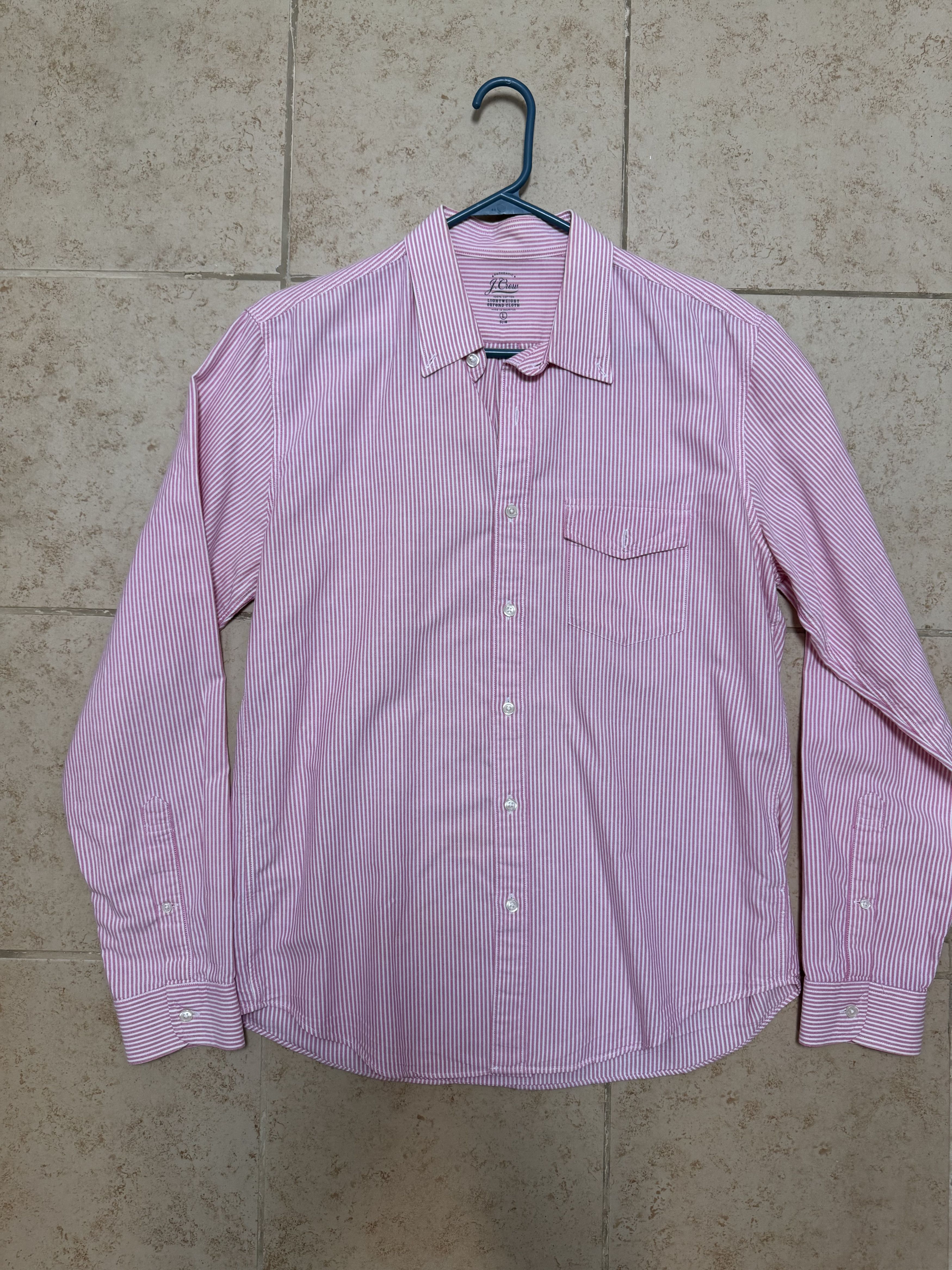 J.Crew J Crew Lightweight Oxford Slim Pink Stripes Button Down Size US L / EU 52-54 / 3 - 1 Thumbnail