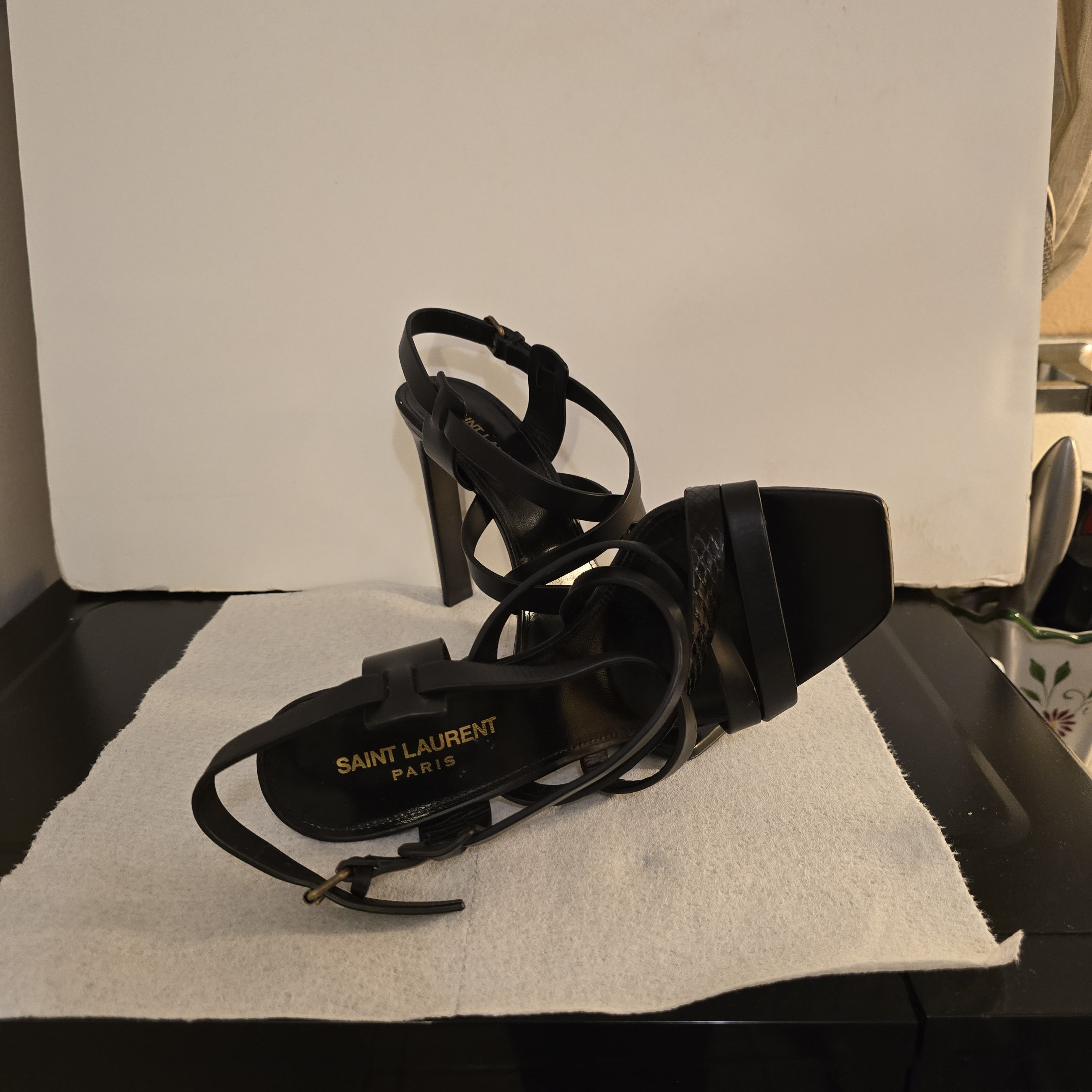Saint Laurent Paris Saint Laurent Cassandra Heeled Sandal Size US 8 / IT 38 - 10 Thumbnail