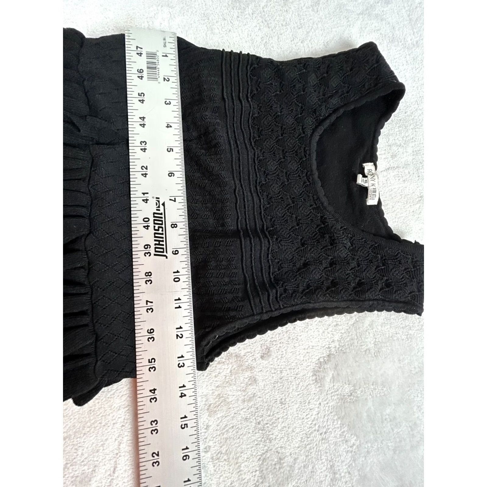 Ronny Kobo Ronny Kobo Women's Nova Dress Sleeveless Knit Black XL Ruffle Mini Bodycon Short 90s Elegant Cocktail Party/Cocktail Dress Size XL / US 12-14 / IT 48-50 - 5 Thumbnail