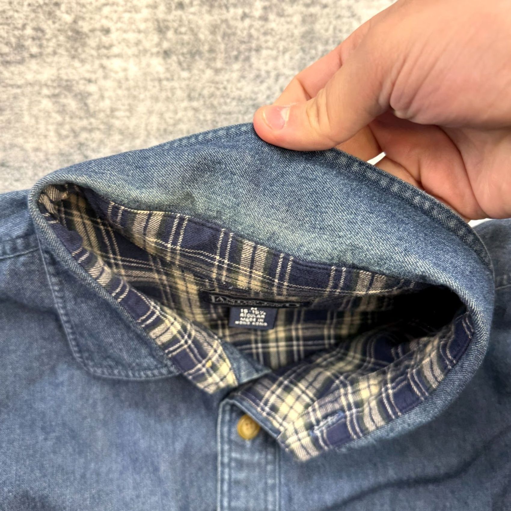Eddie Bauer VINTAGE Eddie Bauer Denim Shirt Mens Medium Flannel Lined Overshirt Chore Work Shirt Size US M / EU 48-50 / 2 - 5 Thumbnail