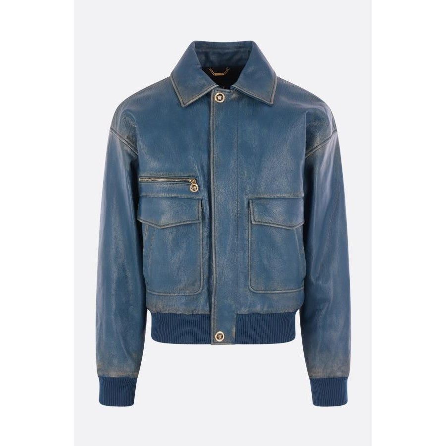 Versace VERSACE Black Vintage Leather Bomber Jacket New & Authentic Size US L / EU 52-54 / 3 - 1 Preview