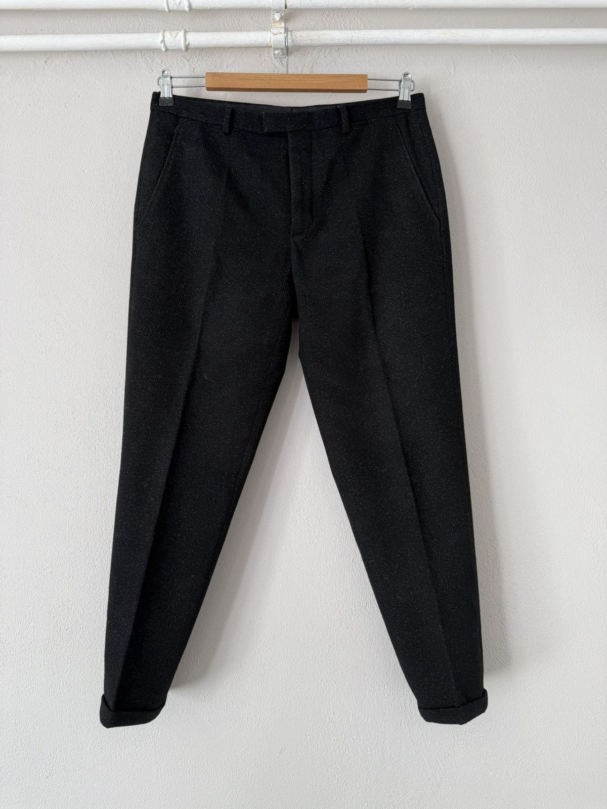 Jil Sander Black Wool Trousers with Subtle Sparkle Finish Size US 33 - 1 Thumbnail