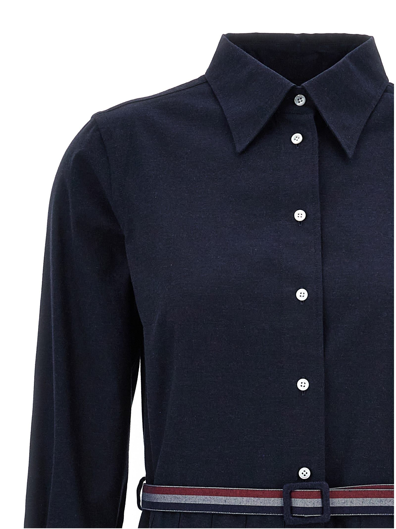 Thom Browne o1s22i1n0924 Midi Shirt Dress With Belt in Navy Blue Size S / US 4 / IT 40 - 3 Thumbnail