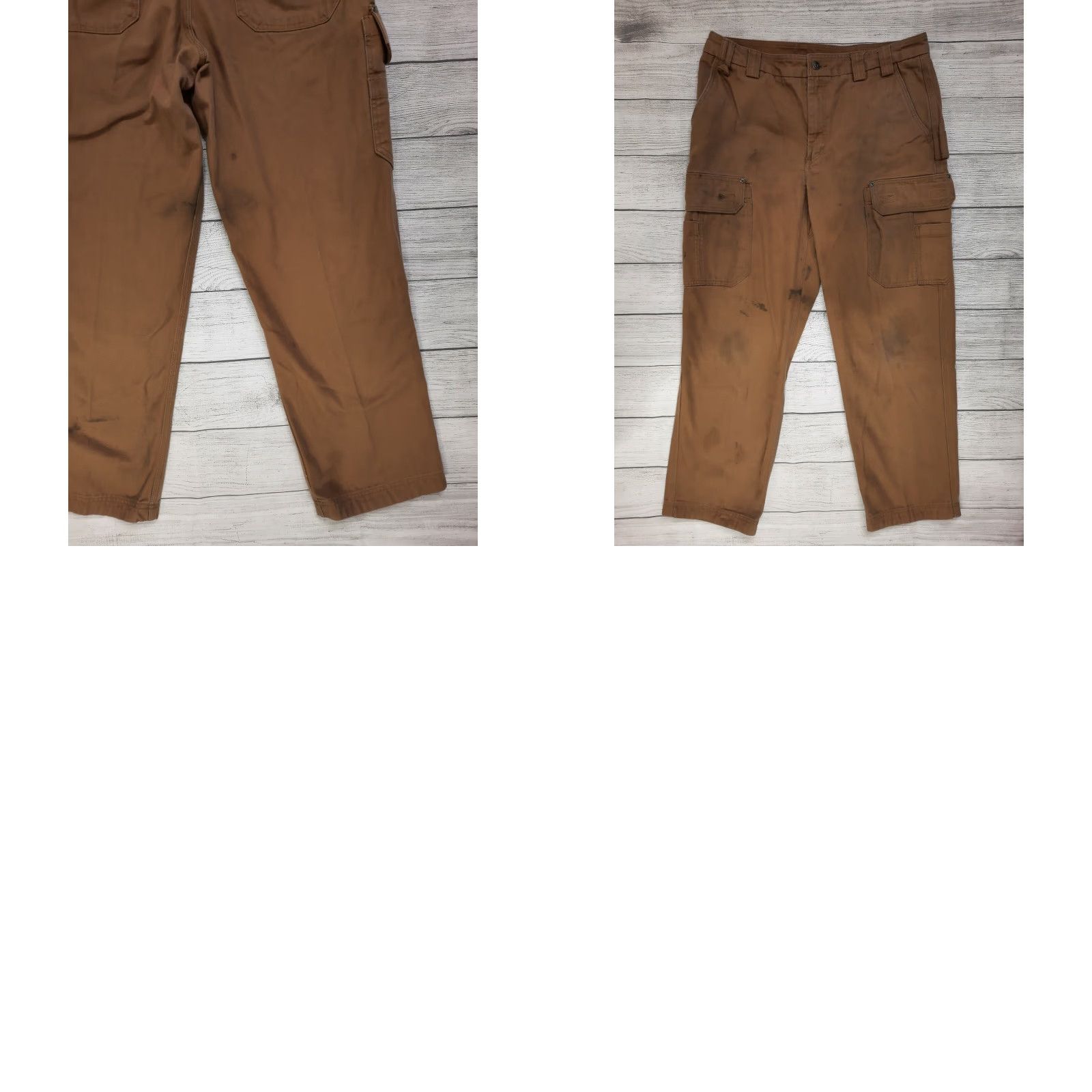 CO VINTAGE Men's Duluth Trading Co Cargo Work Pants 36x32 Tan Beige Canvas Cotton Pockets Size US 36 / EU 52 - 8 Thumbnail