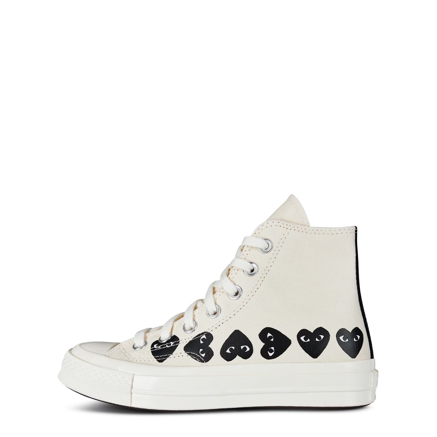 Comme des Garcons PLAY o1g2r1mq0426 Multi Heart High Top Trainers in Ivory Size US 11 / EU 44 - 3 Thumbnail