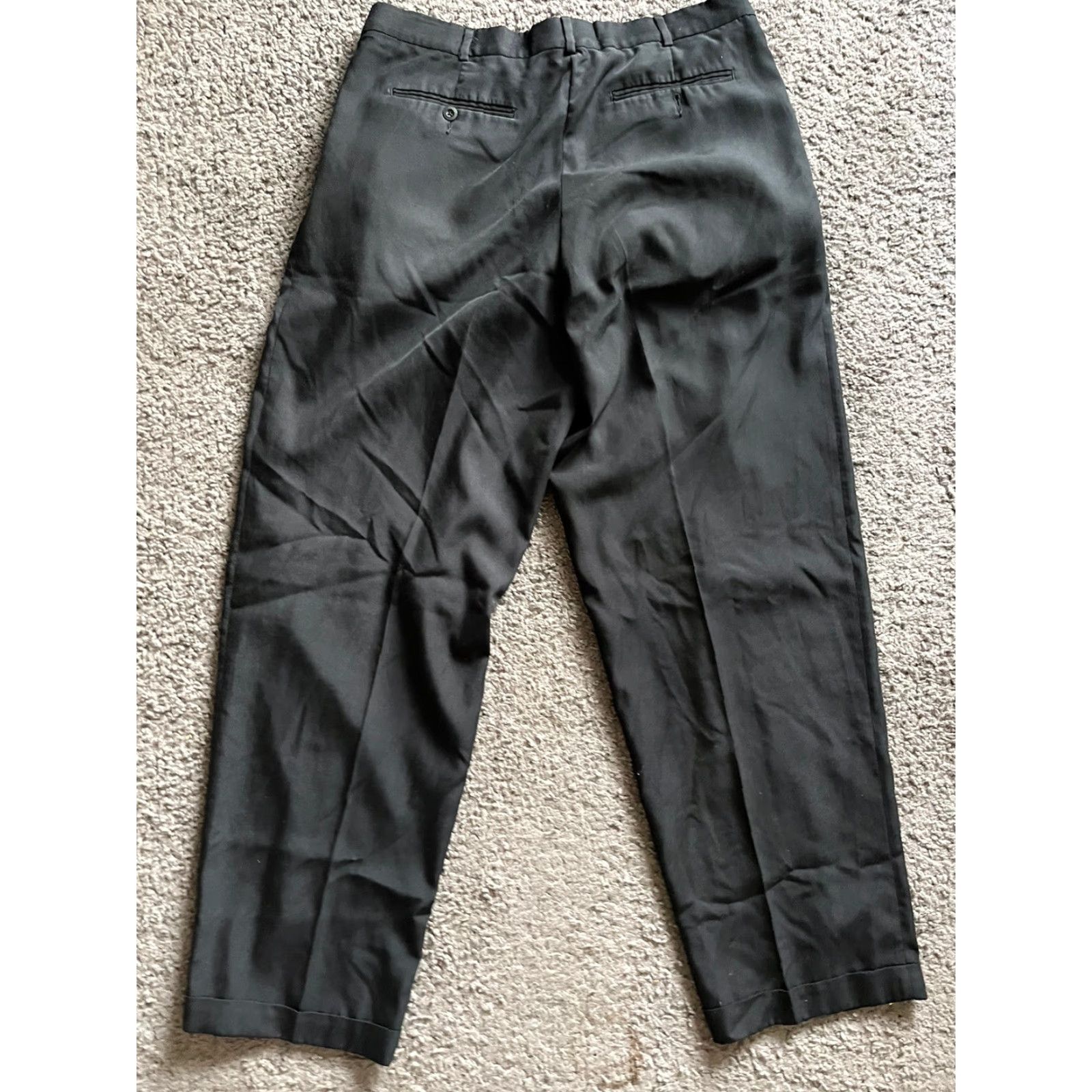 Perry Ellis Perry Ellis Portfolio Pleated Front Dress Pant Size 36x32 Cuffed Black Polyester Size US 36 / EU 52 - 3 Thumbnail