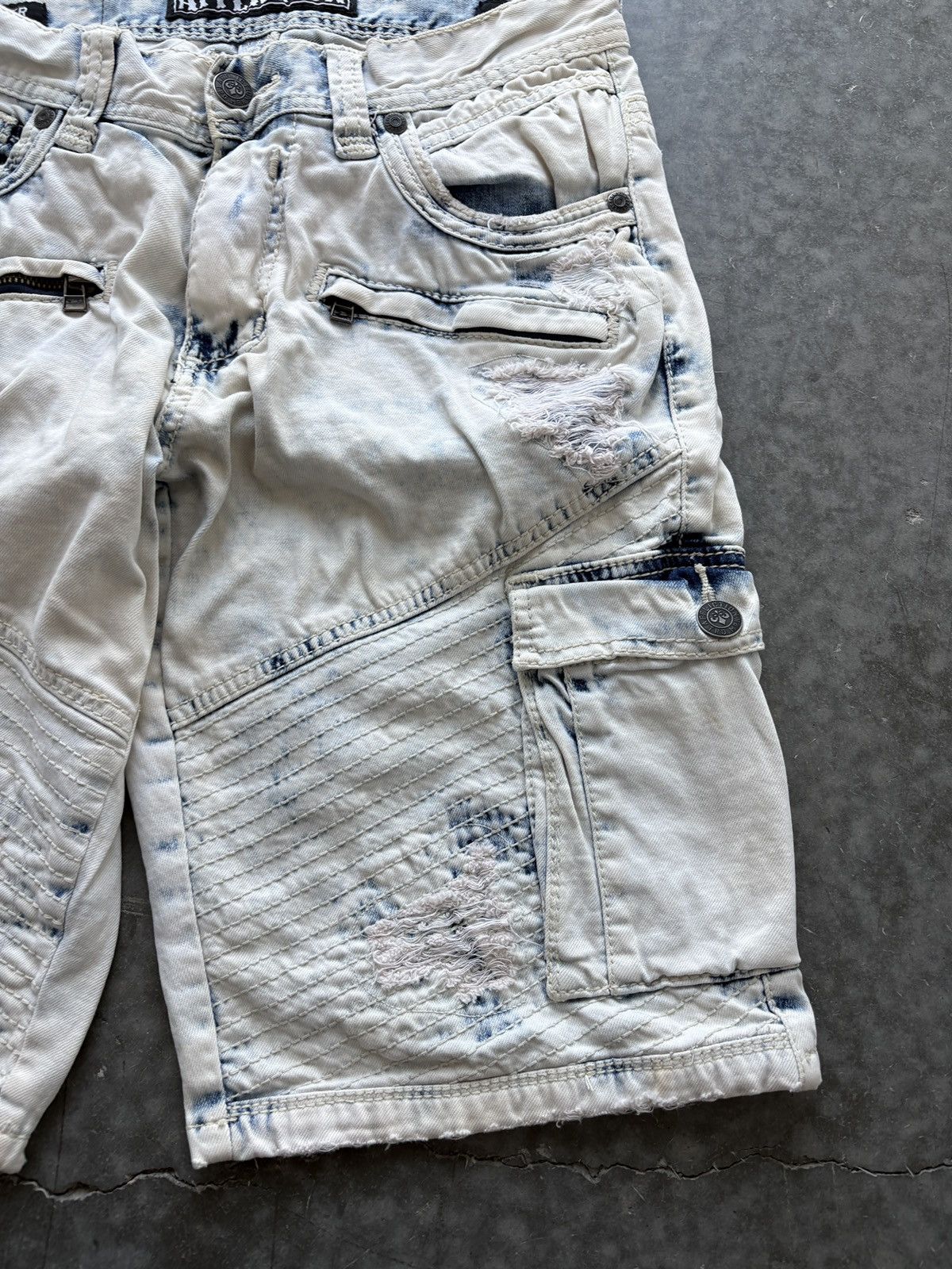 Affliction Vintage Y2K Affliction Jean Shorts Hunter Moto Size US 31 - 2 Thumbnail