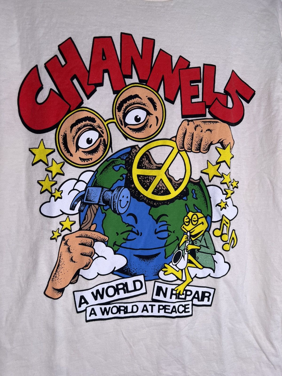 Vintage Channel 5 A World In Repair At Peace Retro Streetwear Shirt Size US M / EU 48-50 / 2 - 4 Thumbnail