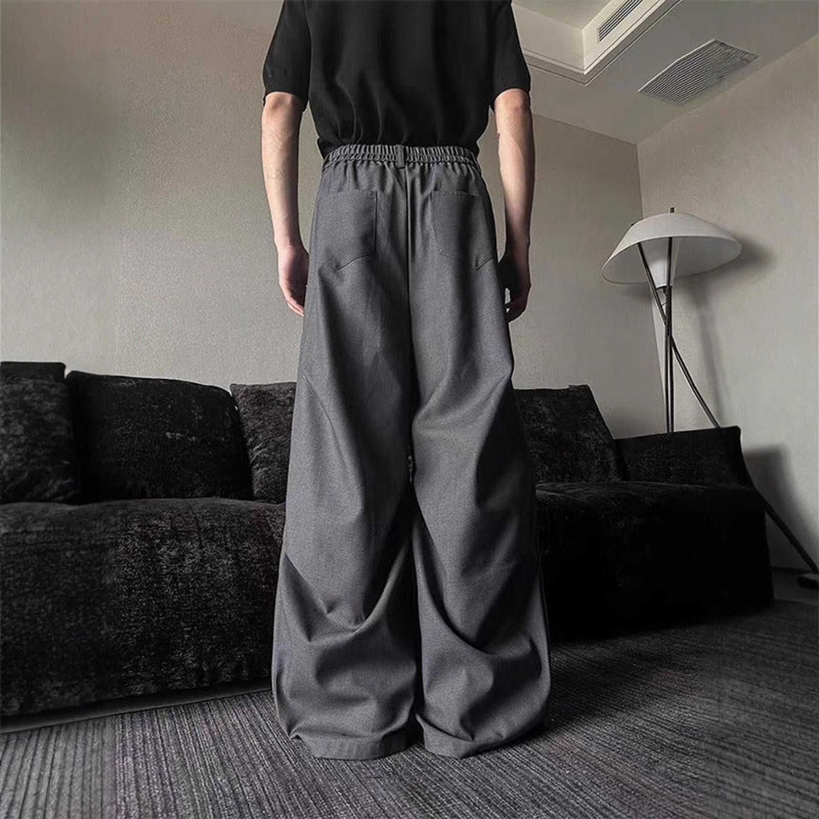 Japanese Brand Gray Wide Leg Casual Pants, Baggy Menswear Trousers Size US 32 / EU 48 - 4 Thumbnail